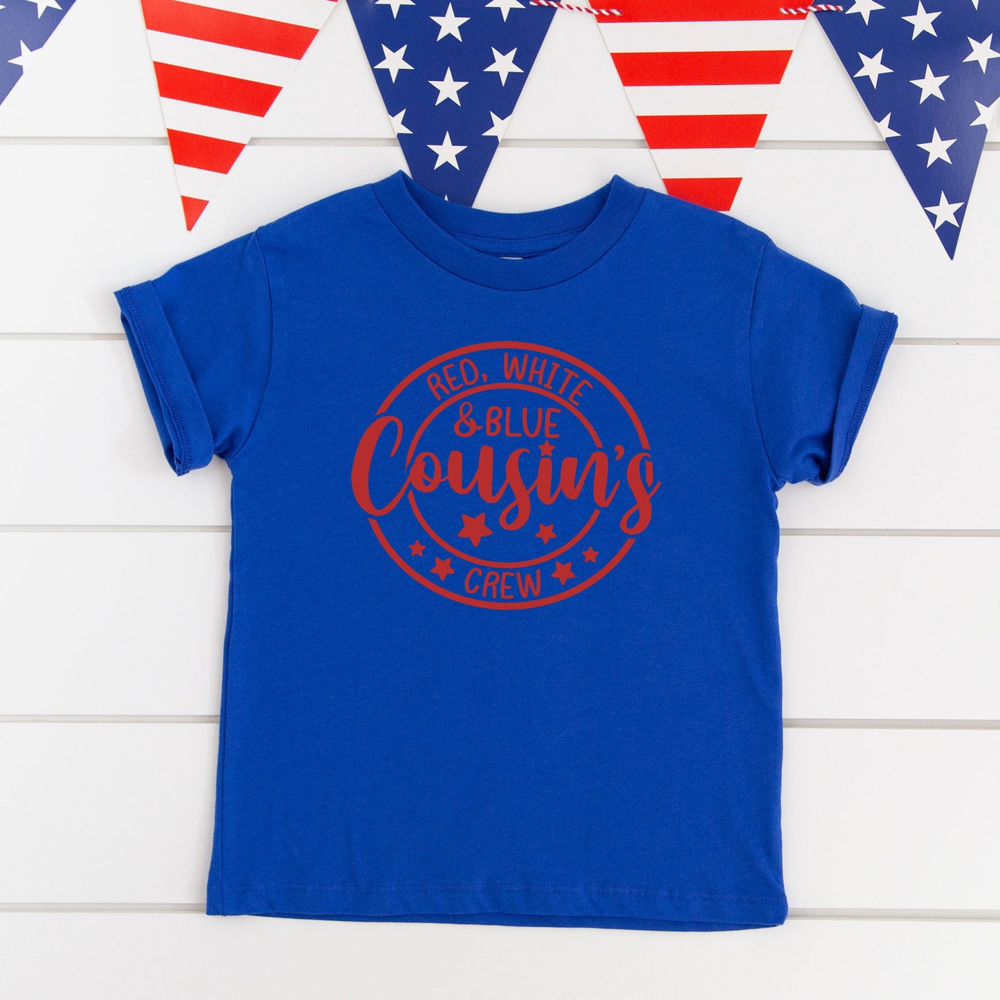 Red White And Blue Cousin's Crew | Toddler Short Sleeve Crew Neck