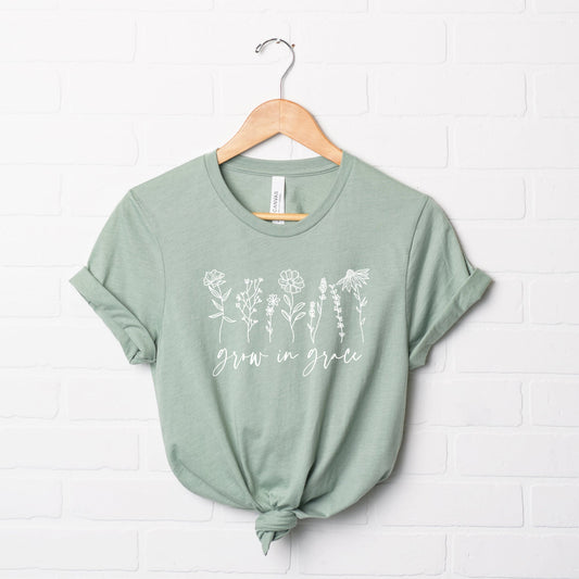 Grow In Grace Flowers | Short Sleeve Crew Neck
