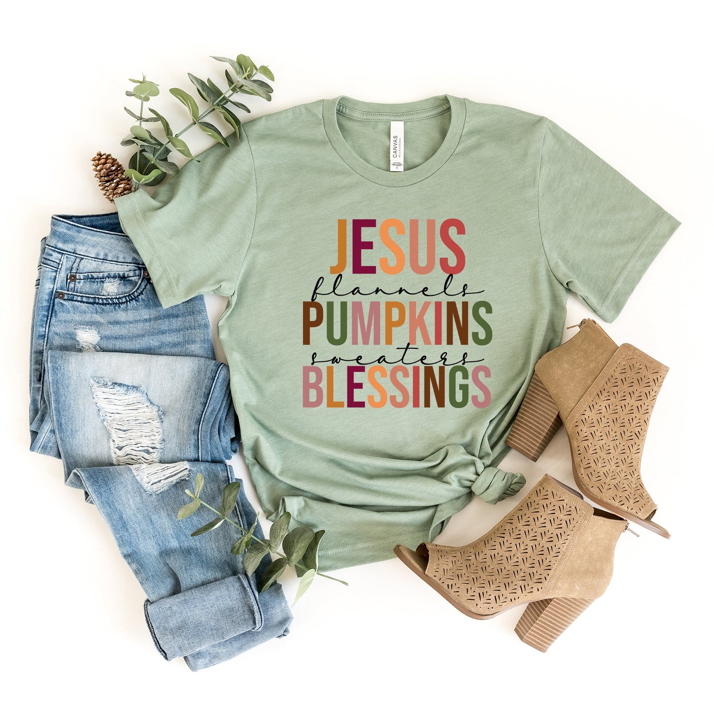 Jesus Pumpkins Blessings | Short Sleeve Crew Neck