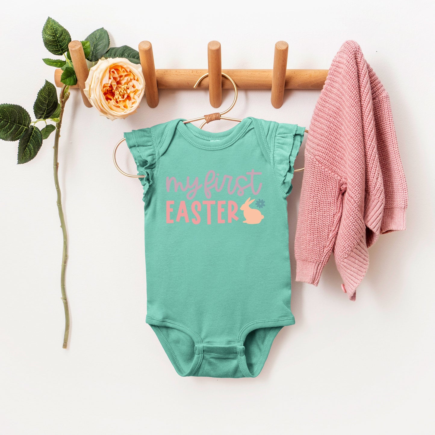 My First Easter Bunny | Baby Graphic Flutter Sleeve Onesie