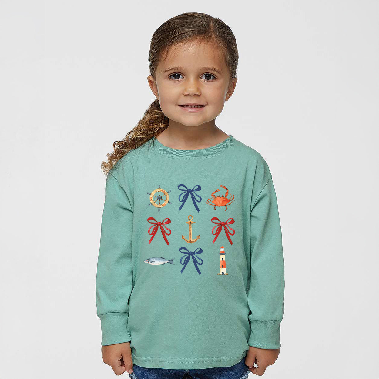 Coquette Nautical Collage | Toddler Graphic Long Sleeve Tee
