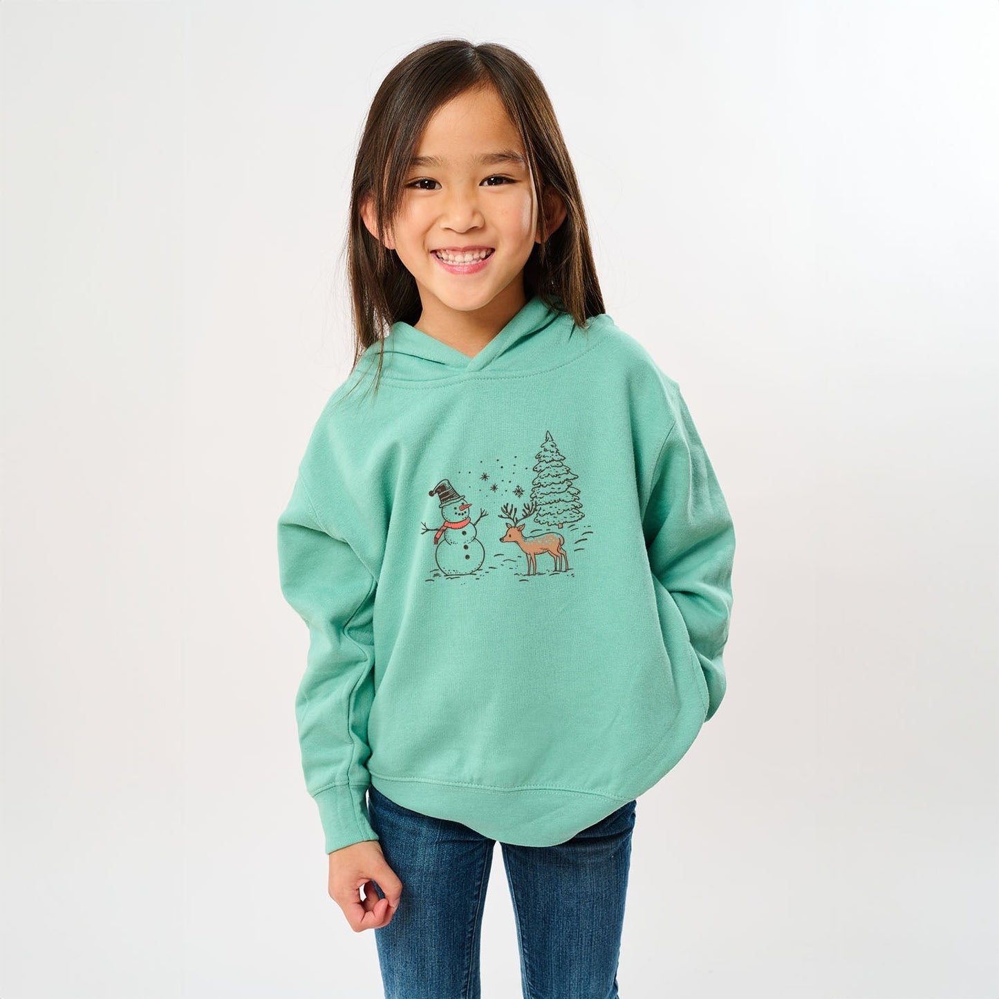 Deer Snowman Scene | Toddler Graphic Hoodie