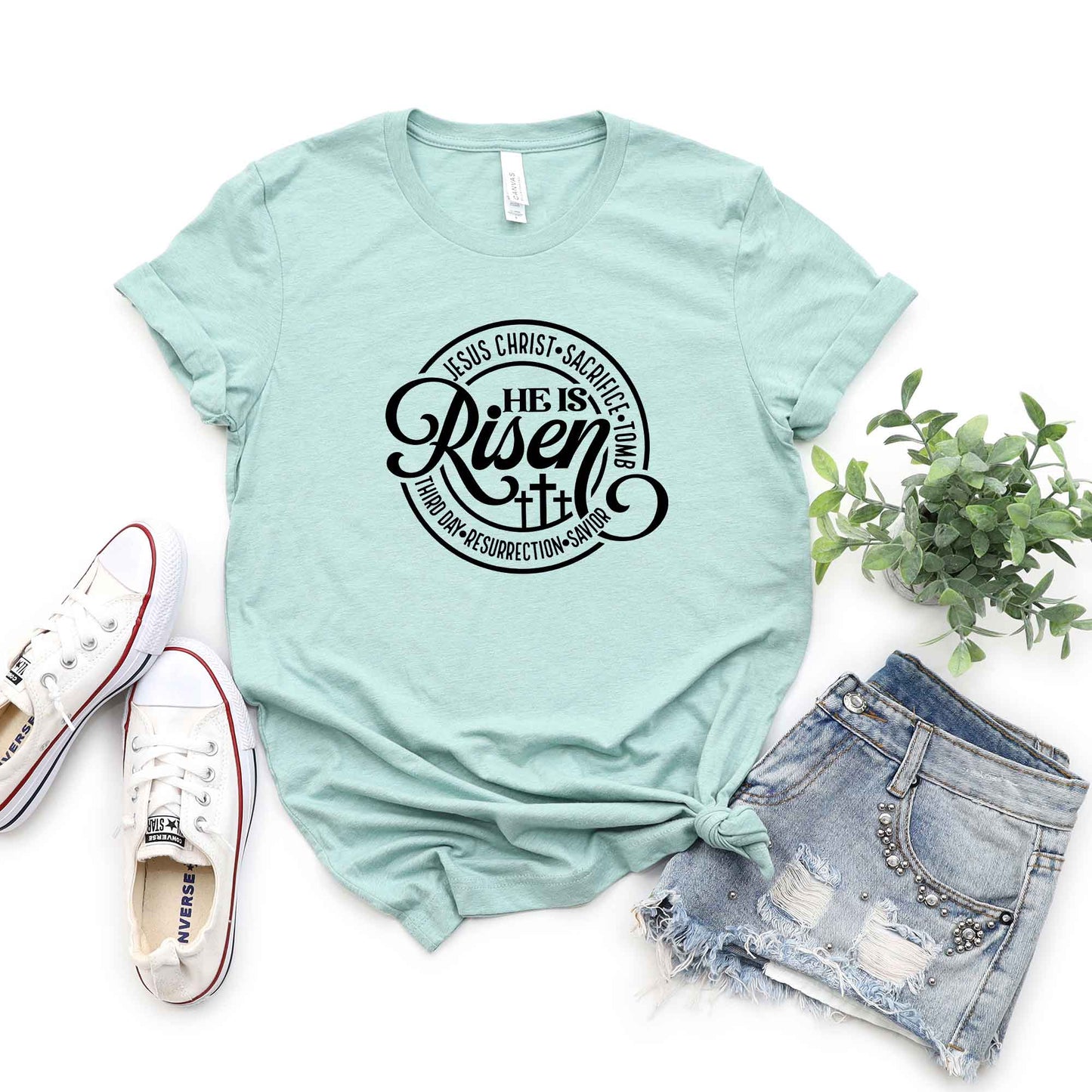 He Is Risen Description | Short Sleeve Crew Neck