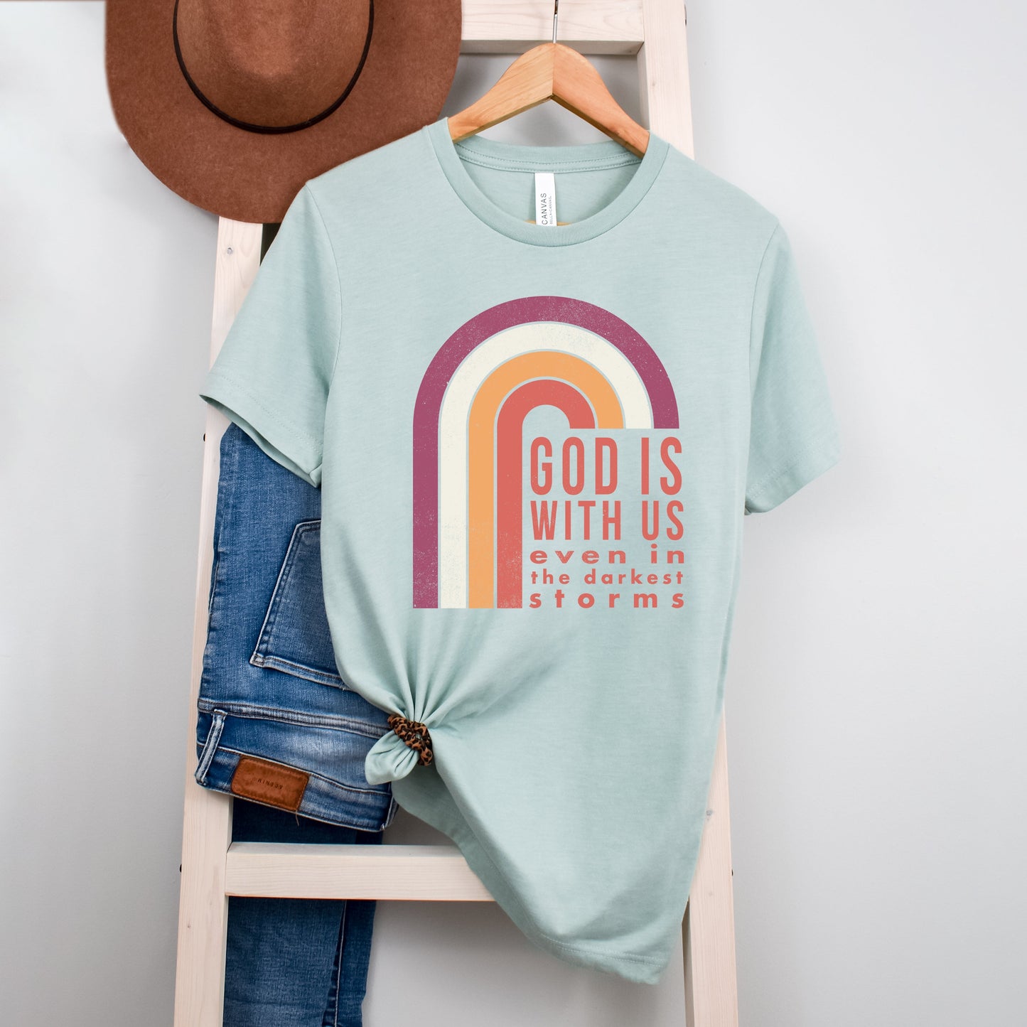 God Is With Us Rainbow | Short Sleeve Crew Neck