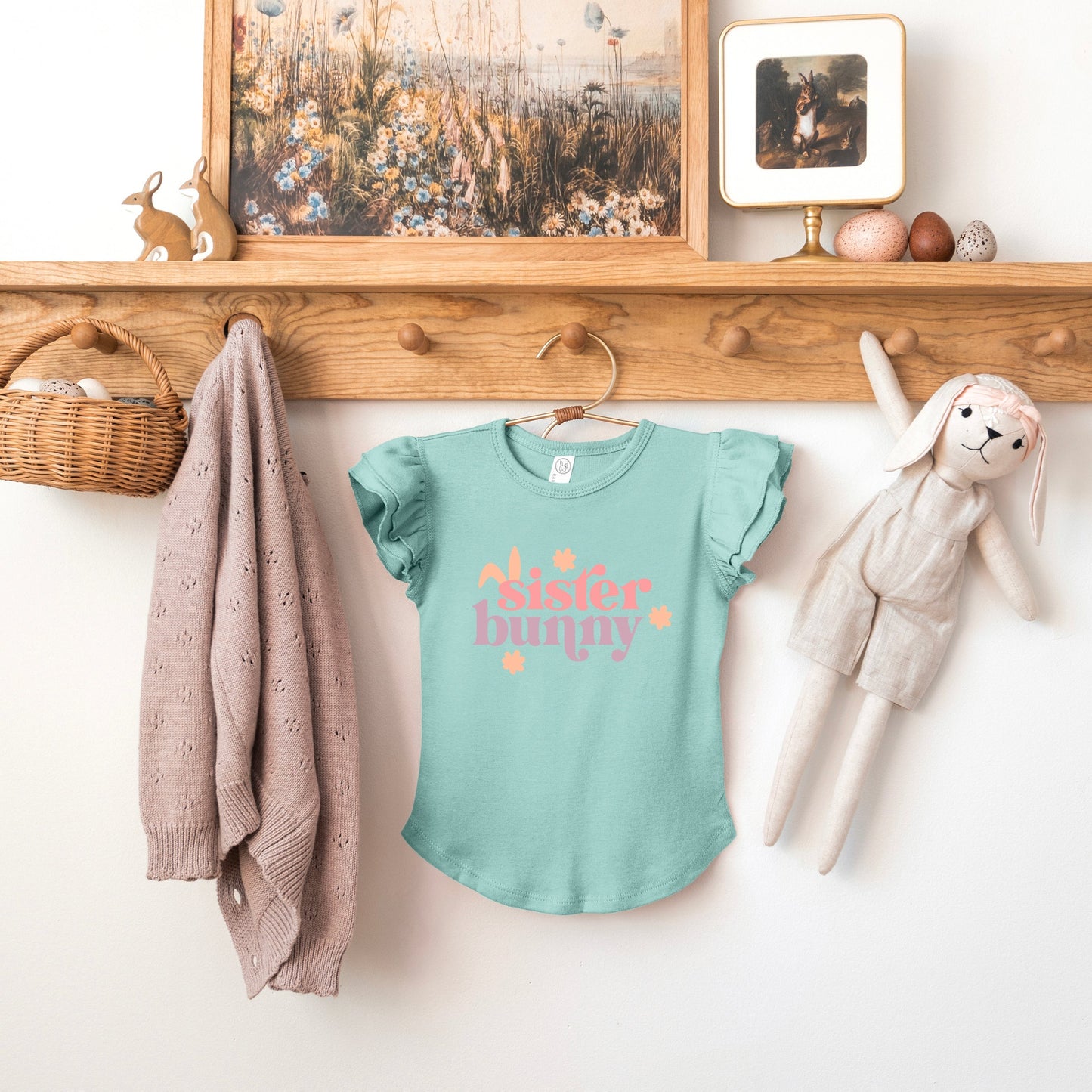 Sister Bunny | Toddler Graphic Flutter Sleeve Tee