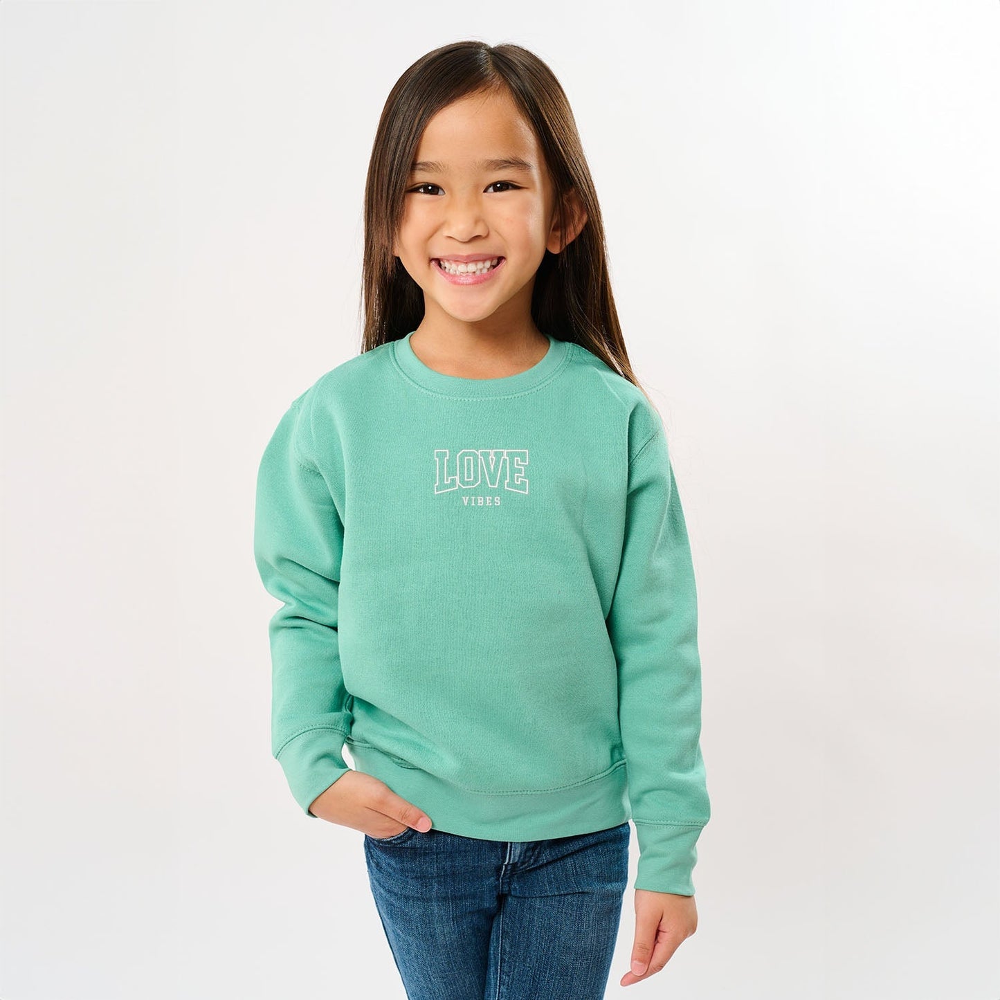Embroidered Varsity Love Vibes | Toddler Graphic Sweatshirt