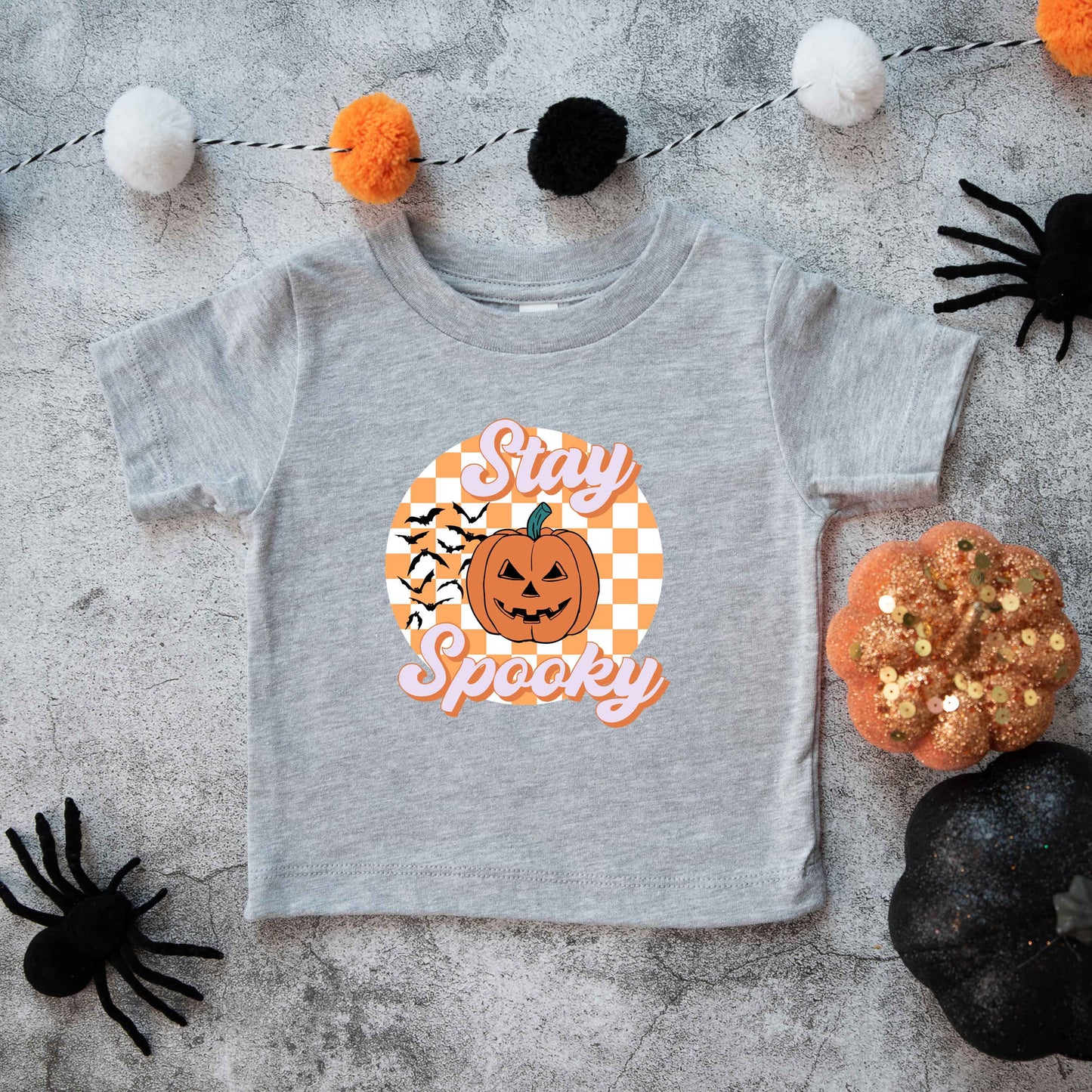 Stay Spooky Bats Checkered | Toddler Graphic Short Sleeve Tee