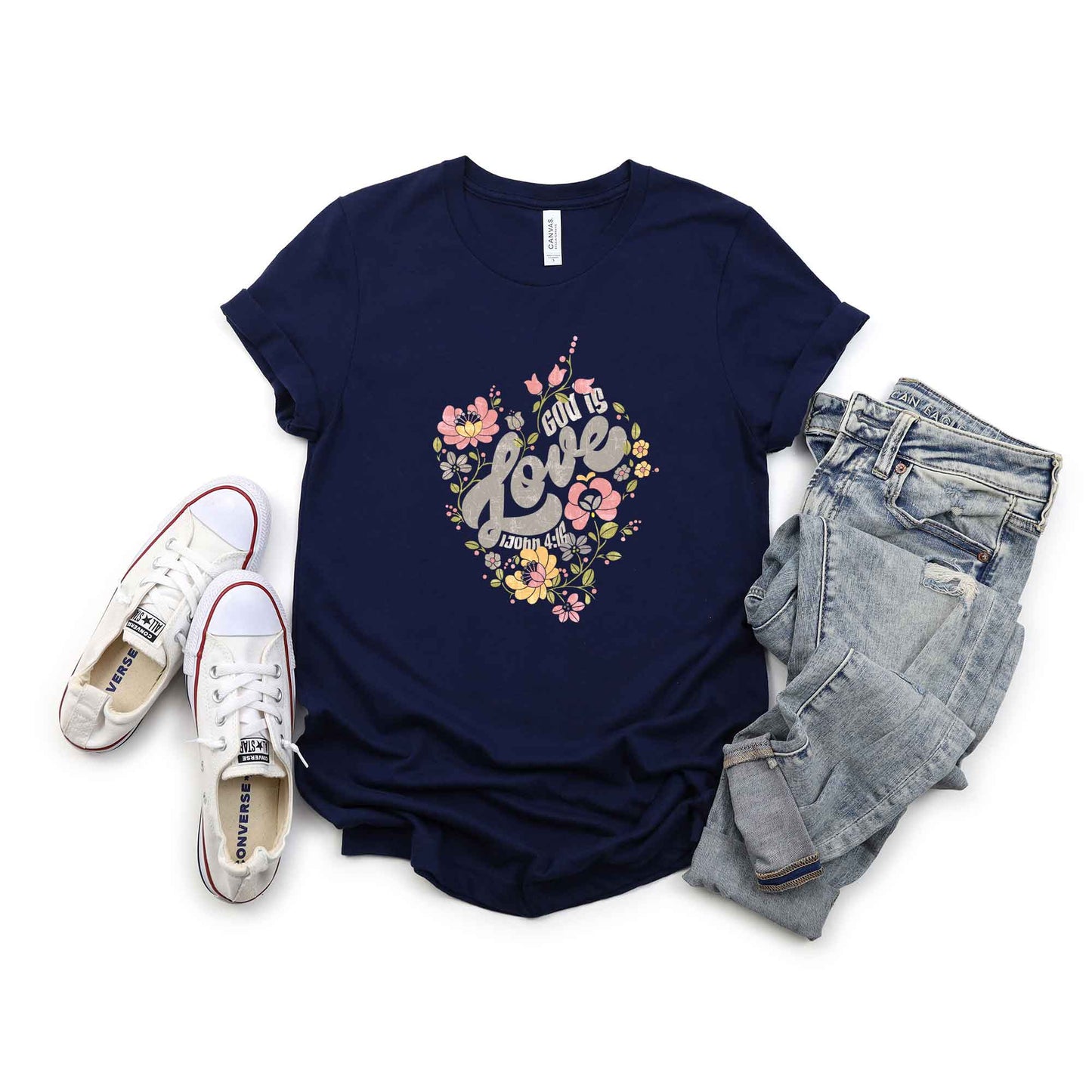 God Is Love Flowers | Short Sleeve Crew Neck