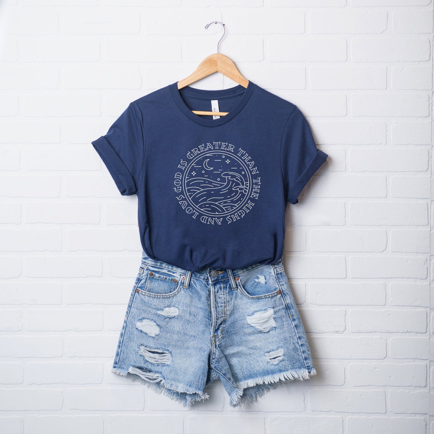 God Is Greater Waves | Short Sleeve Crew Neck