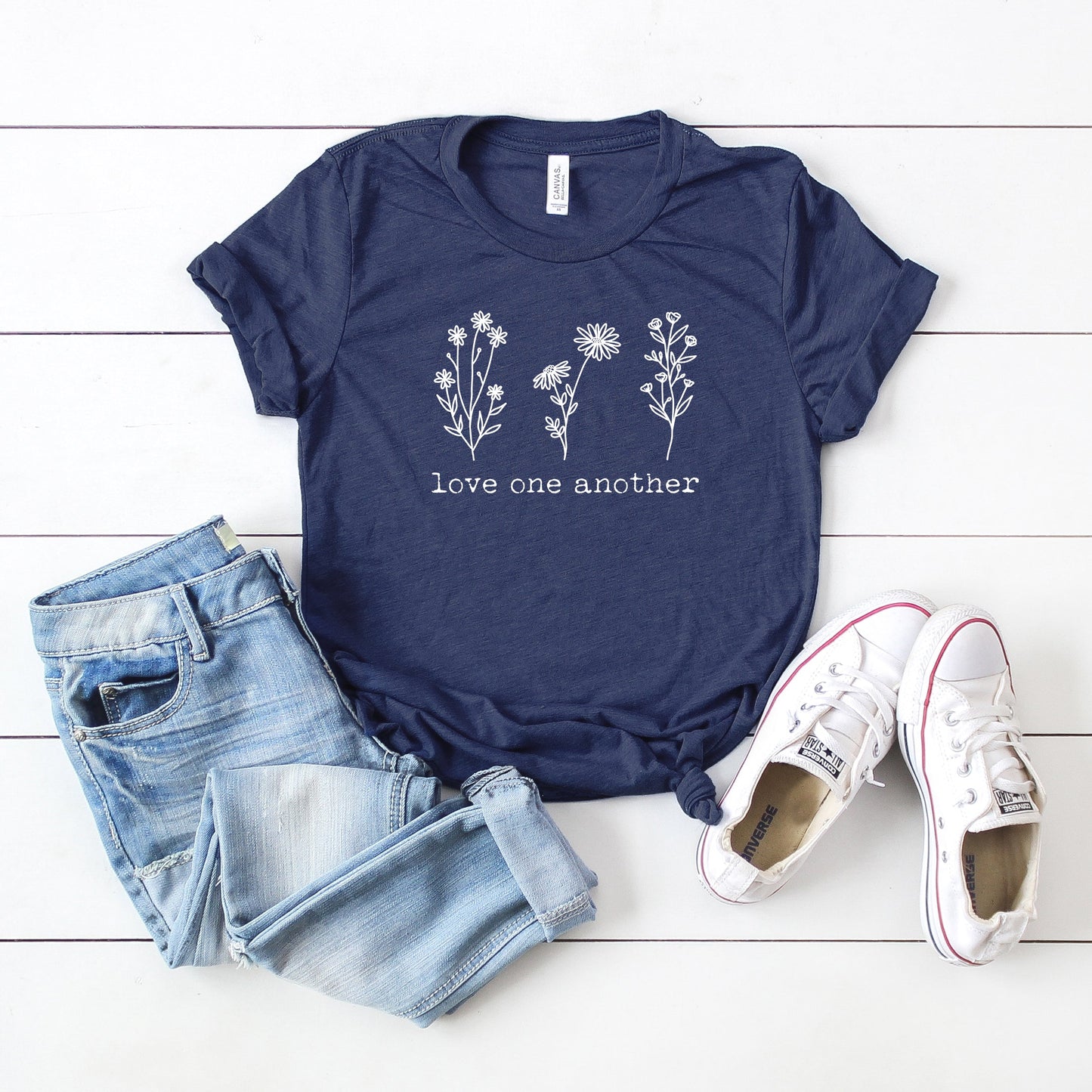 Love One Another Flowers | Short Sleeve Crew Neck
