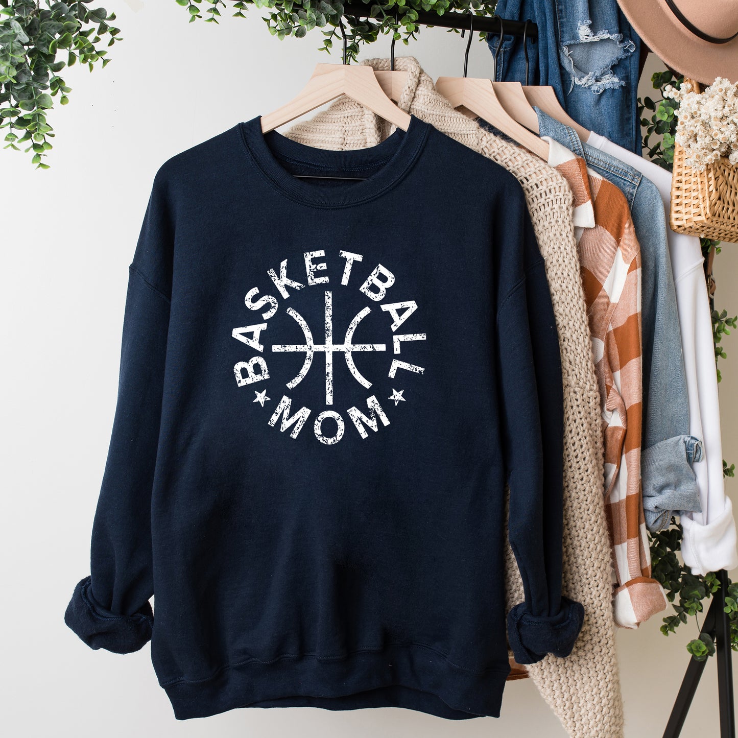 Basketball Mom Distressed | Sweatshirt