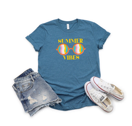 Summer Vibes Sunglasses | Youth Short Sleeve Crew Neck