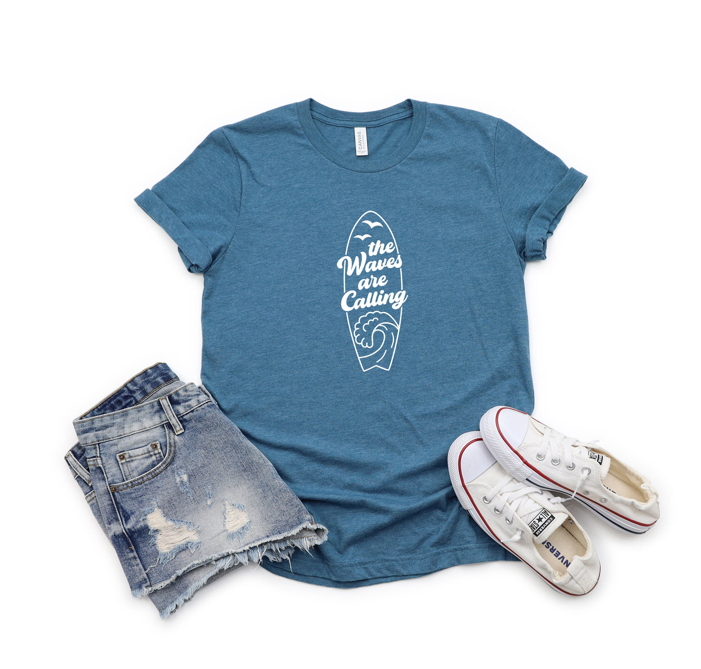 The Waves Are Calling Ocean Surf | Youth Short Sleeve Crew Neck