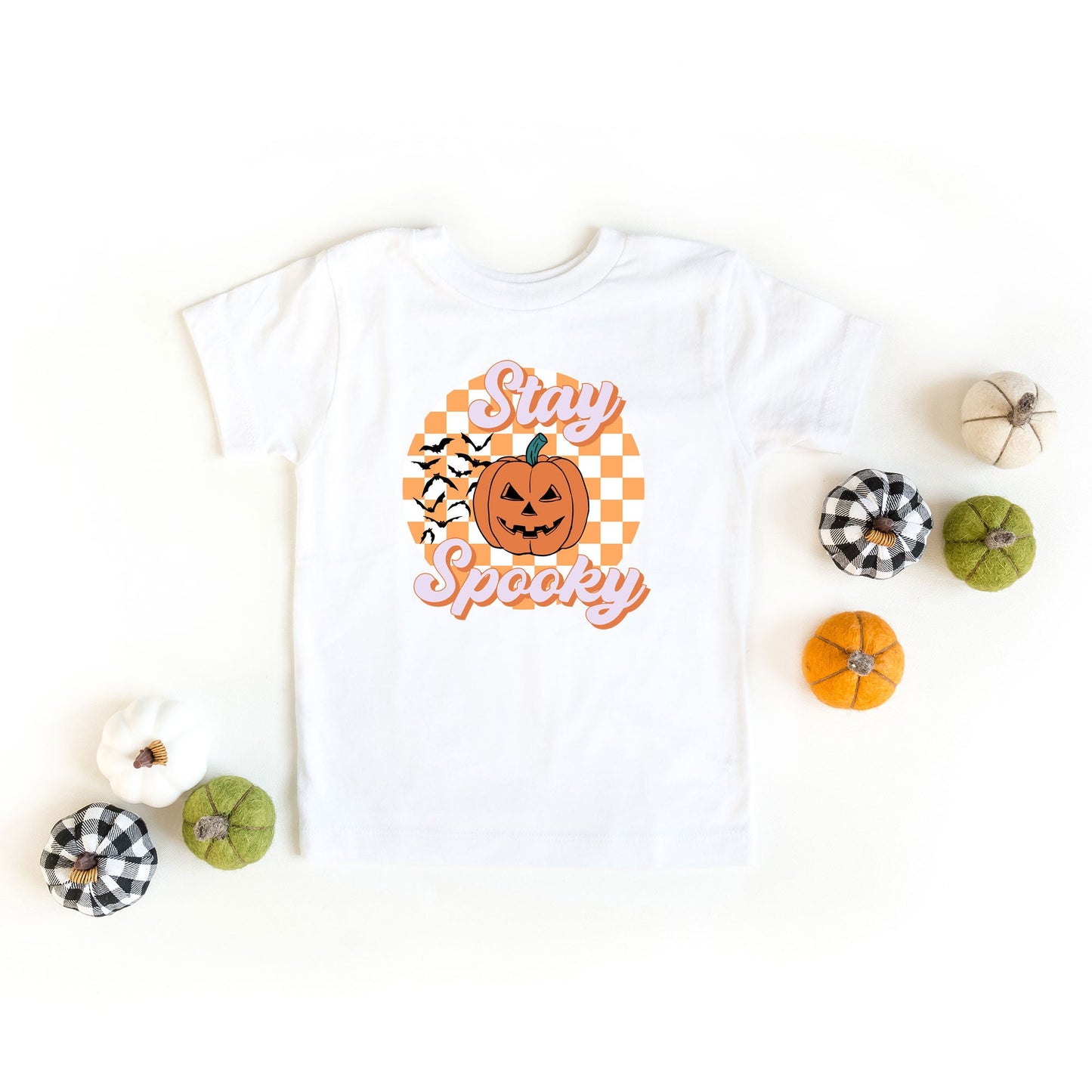 Stay Spooky Bats Checkered | Youth Graphic Short Sleeve Tee
