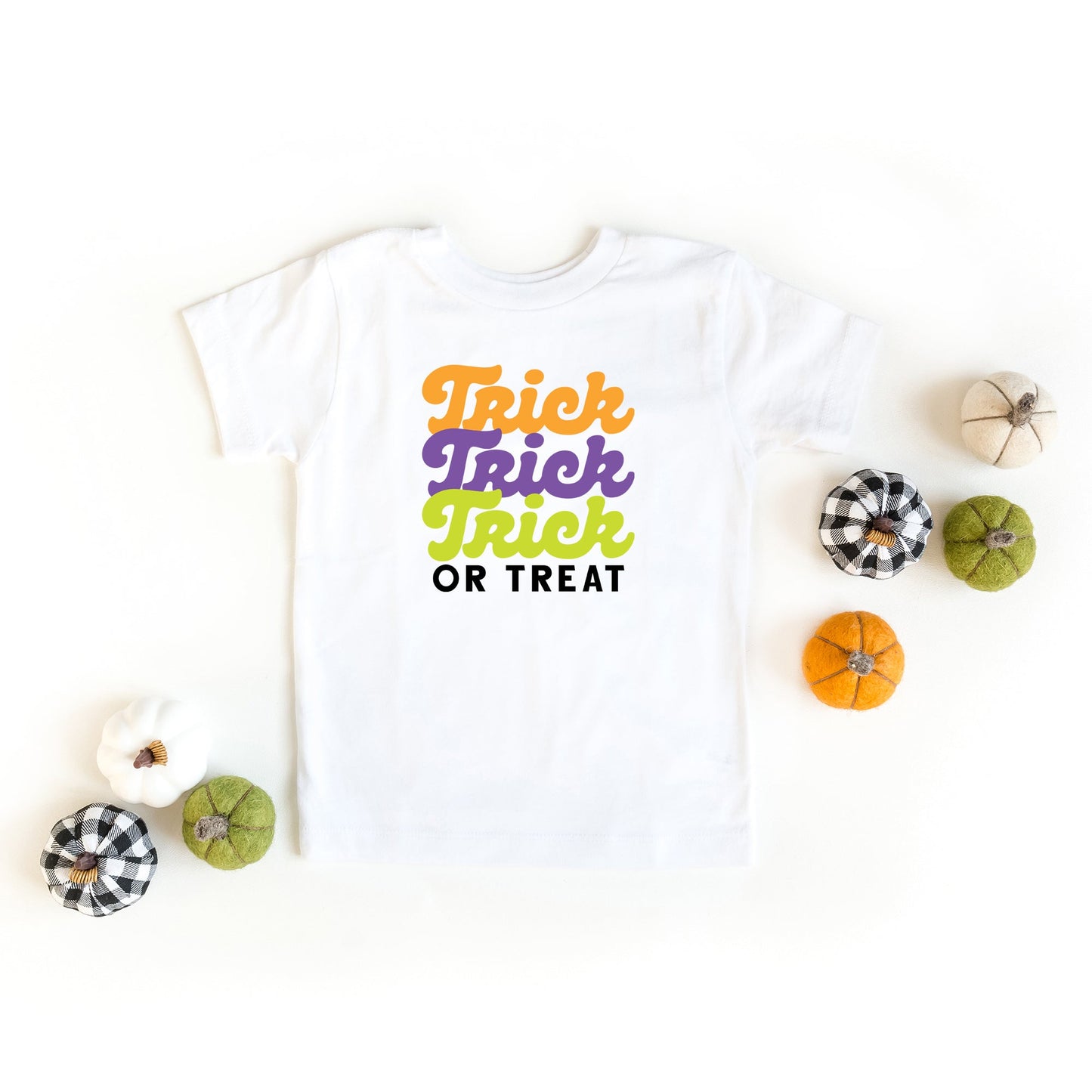 Trick Or Treat Colorful Stacked | Toddler Short Sleeve Crew Neck