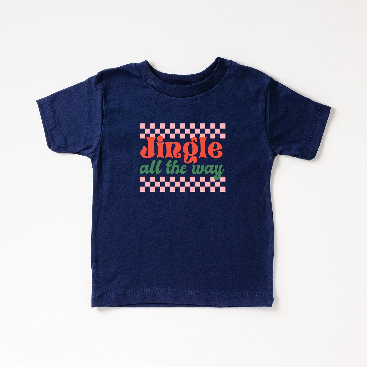 Jingle All The Way Checkered | Toddler Short Sleeve Crew Neck