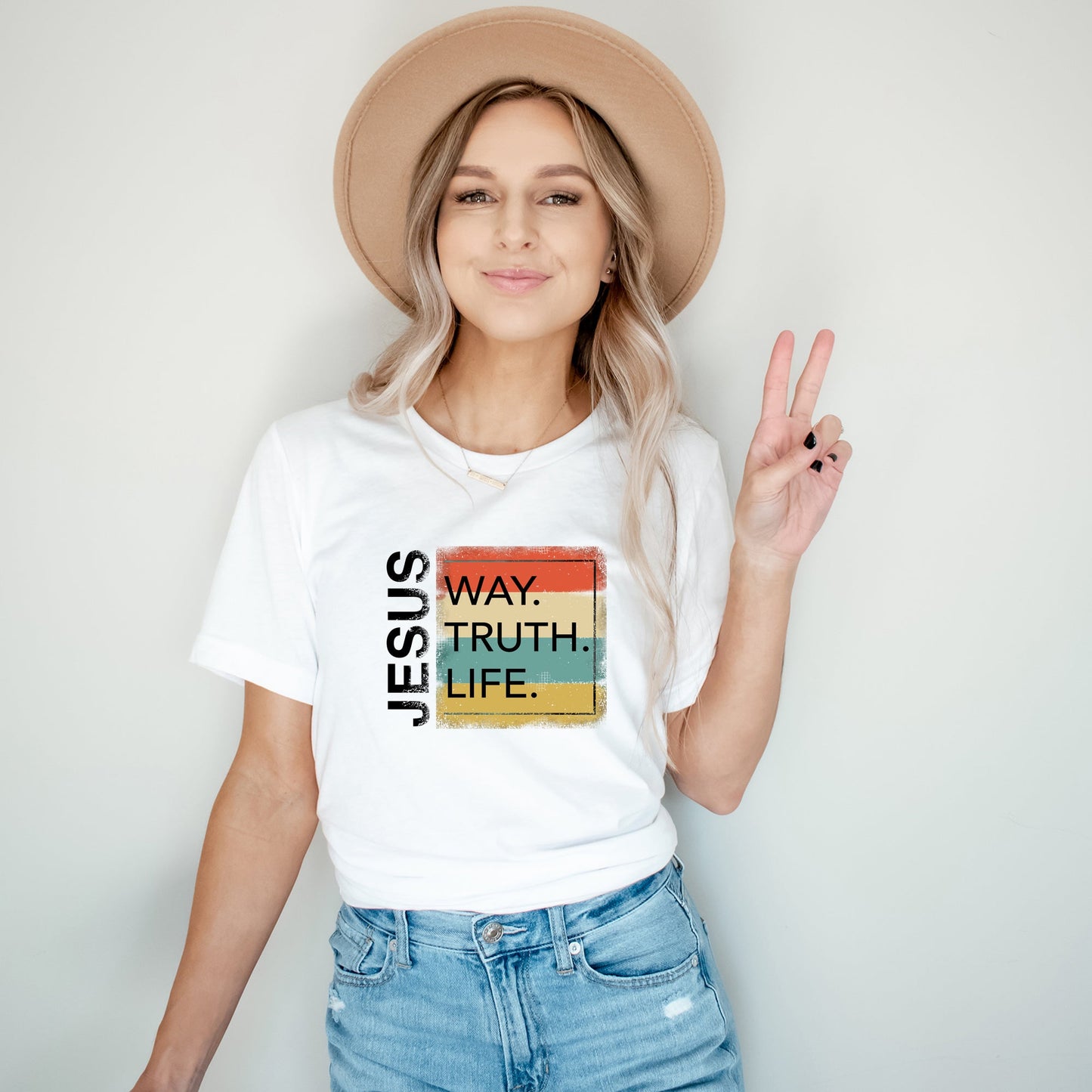 Jesus Way Truth Life Colorful | Short Sleeve Crew Neck