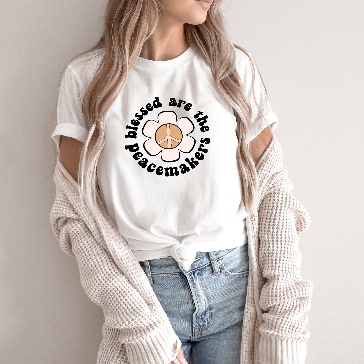 Blessed Are The Peacemakers Flower | Short Sleeve Crew Neck