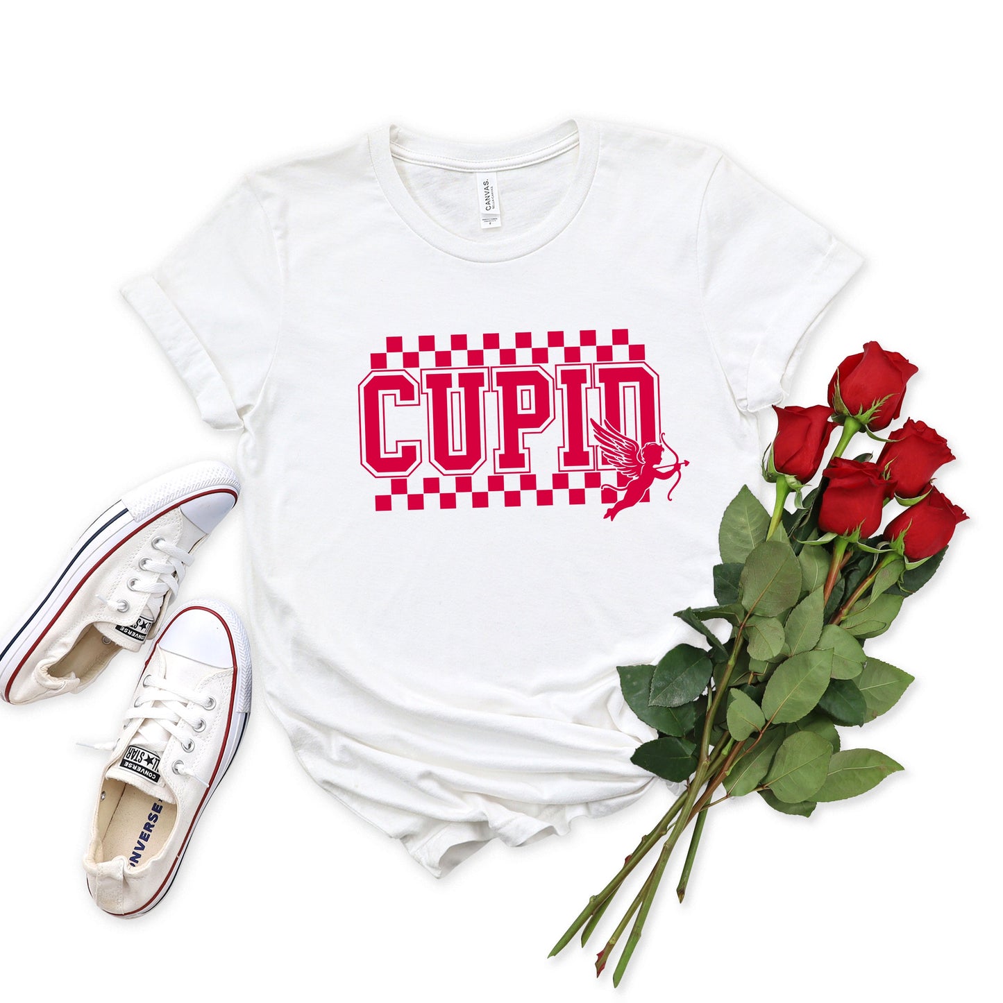 Cupid Varsity Checkered | Short Sleeve Crew Neck