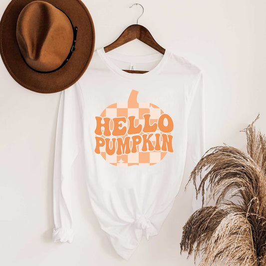 Hello Pumpkin Sparkles | Long Sleeve Crew Neck