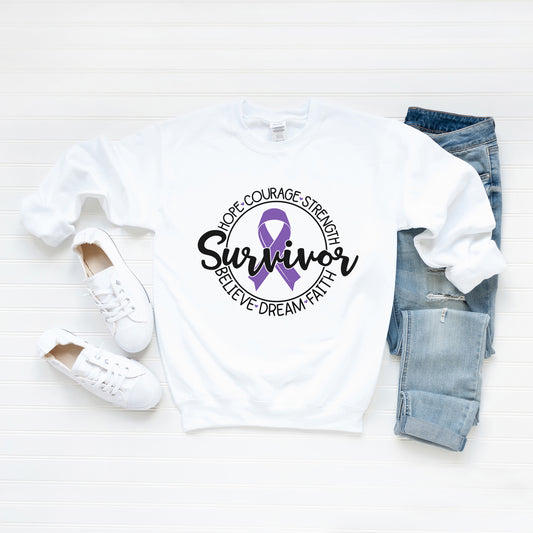 Breast Cancer Survivor Circle Words | Sweatshirt