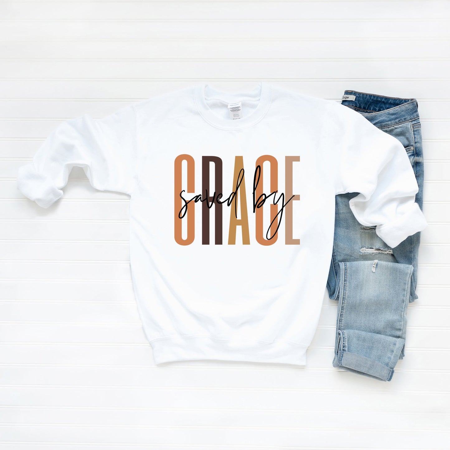 Saved By Grace Cursive | Sweatshirt