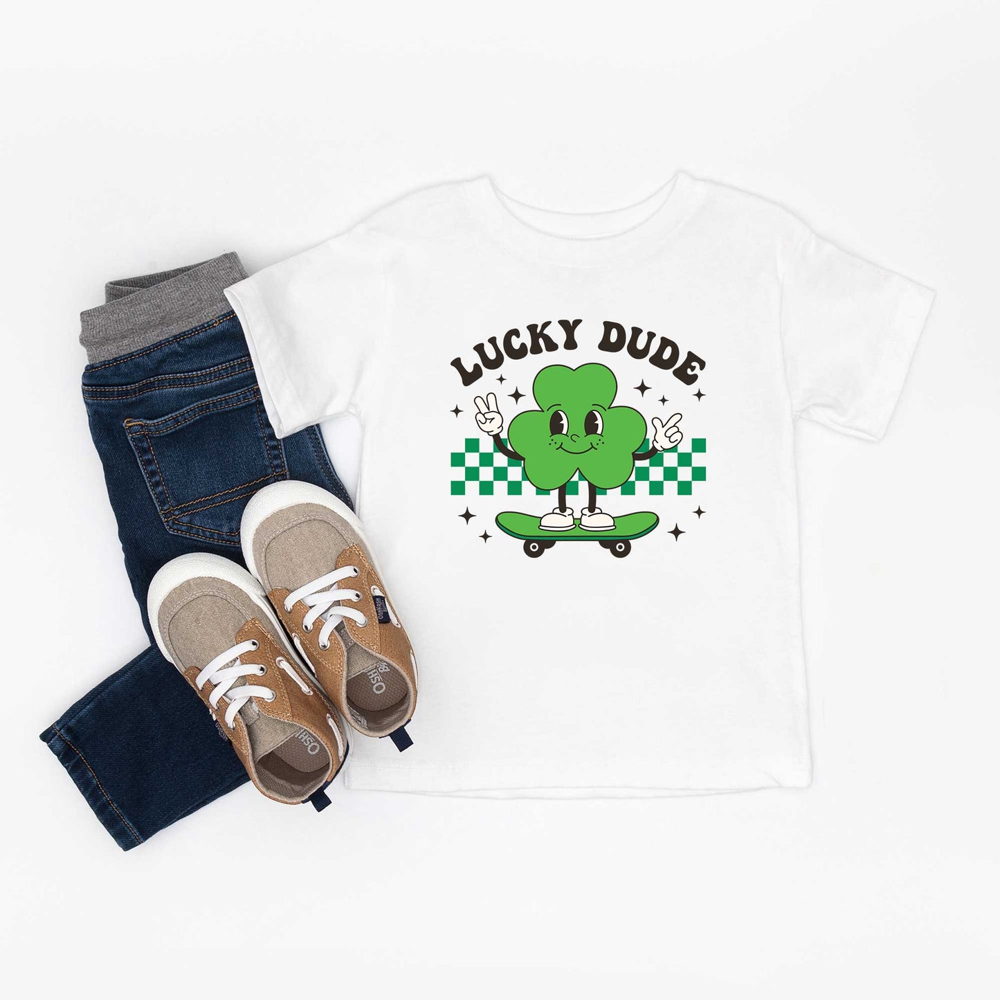 Lucky Dude Skateboard | Toddler Short Sleeve Crew Neck