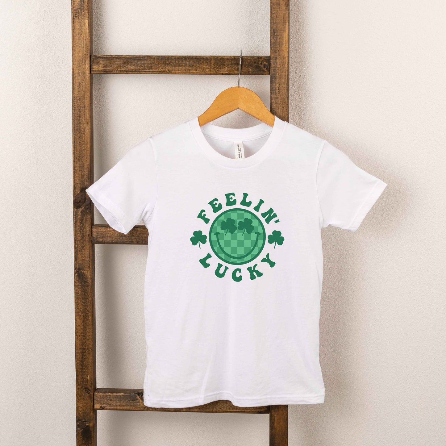 Feelin Lucky Checkered Smiley Face | Toddler Short Sleeve Crew Neck
