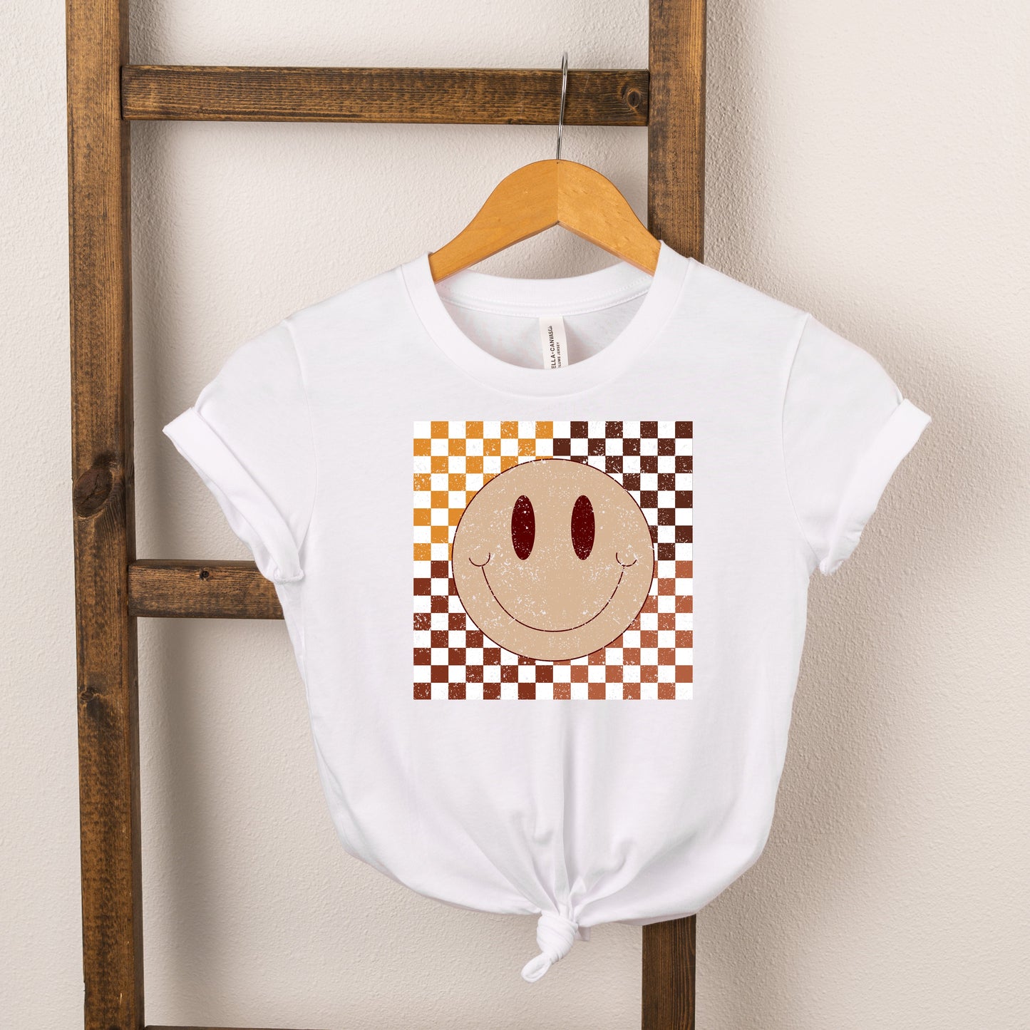 Fall Checkered Smiley | Toddler Short Sleeve Crew Neck