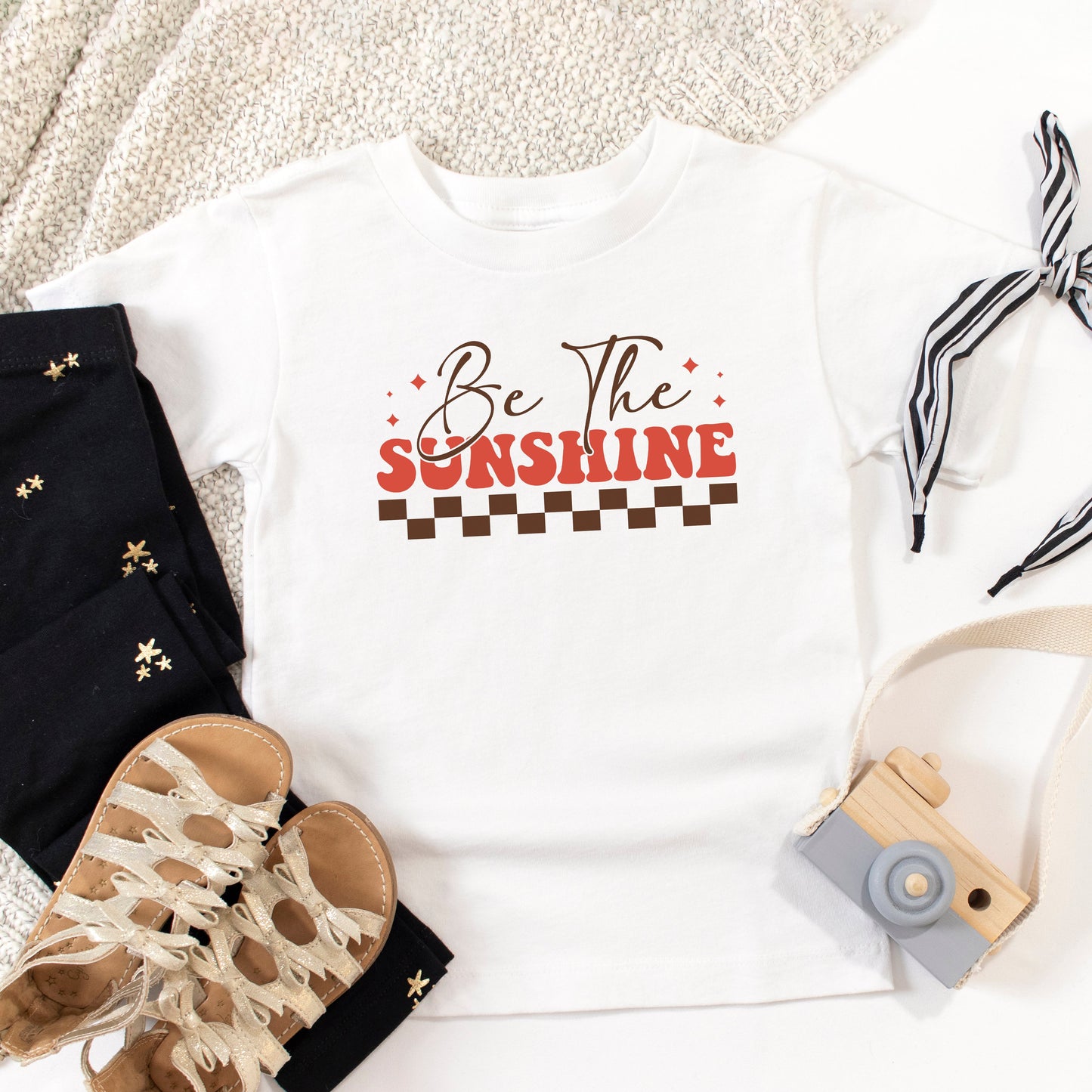 Be The Sunshine Checkered | Toddler Short Sleeve Crew Neck