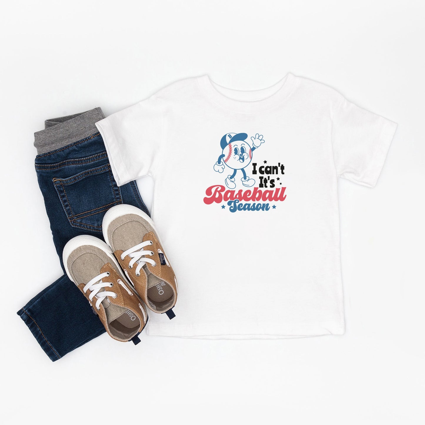 I Can't It's Baseball Season | Toddler Short Sleeve Crew Neck