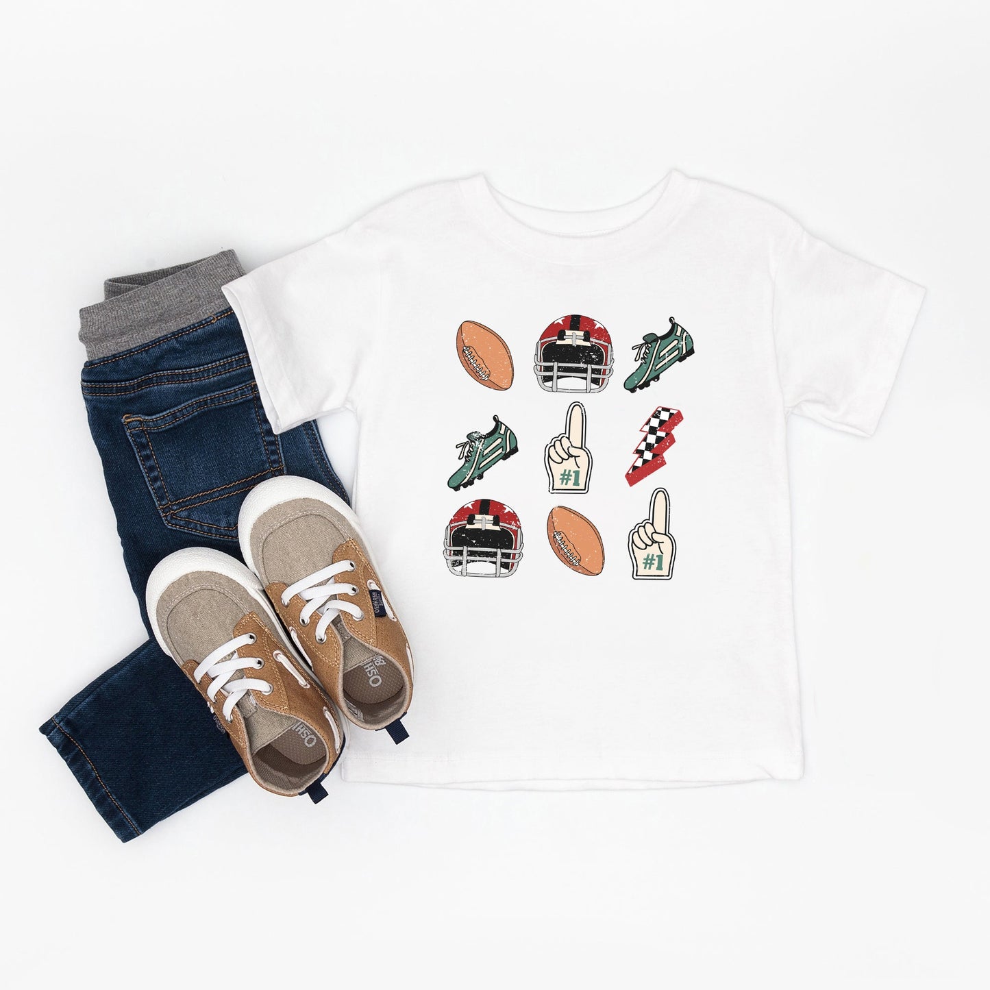 Football Collage | Toddler Short Sleeve Crew Neck