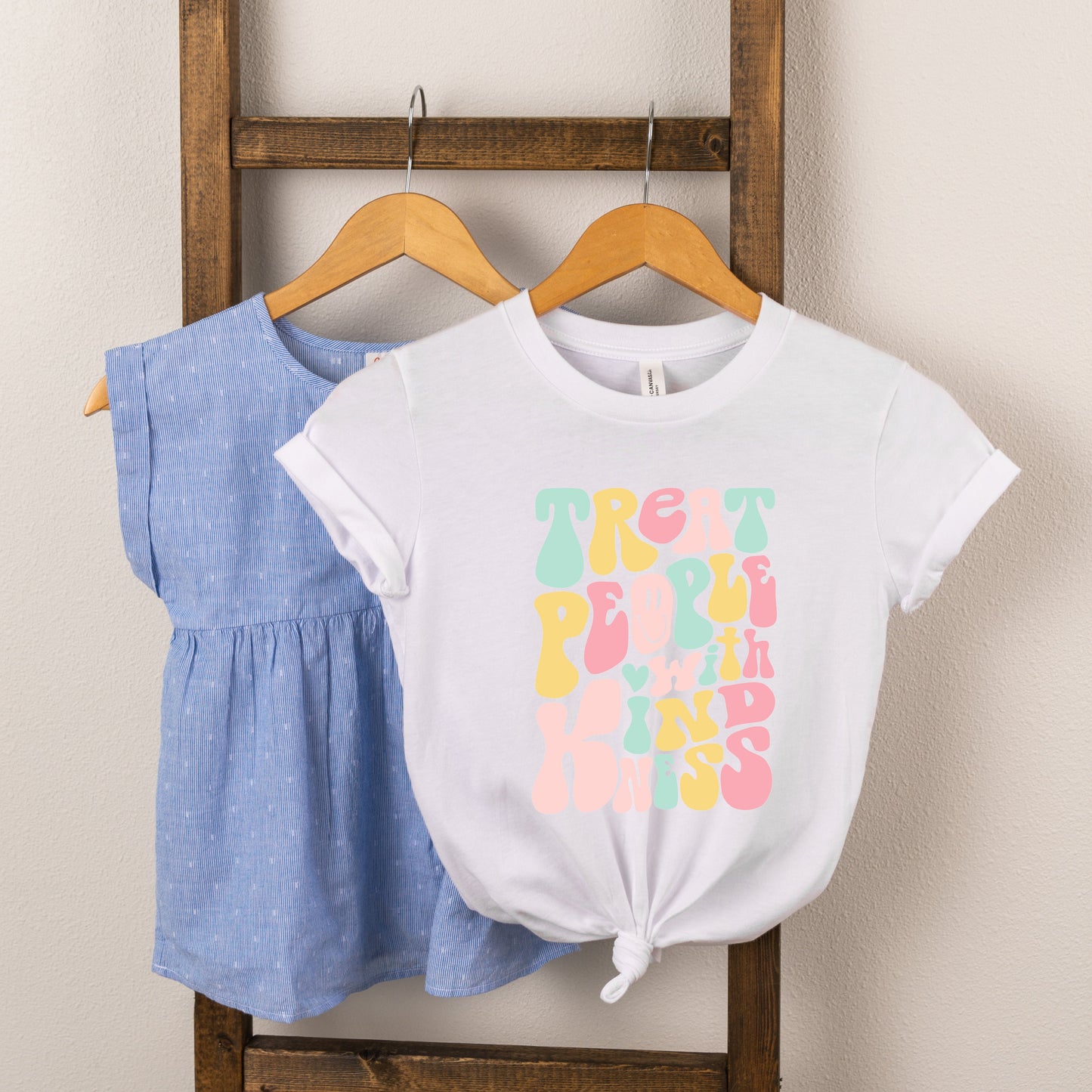 Retro Treat People With Kindness | Toddler Short Sleeve Crew Neck