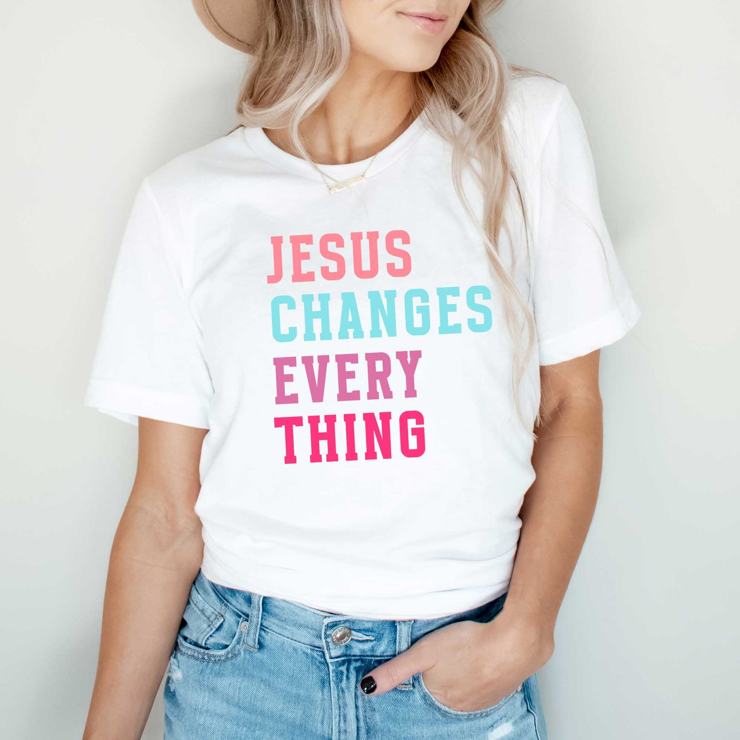 Jesus Changes Block Colorful | Short Sleeve Crew Neck