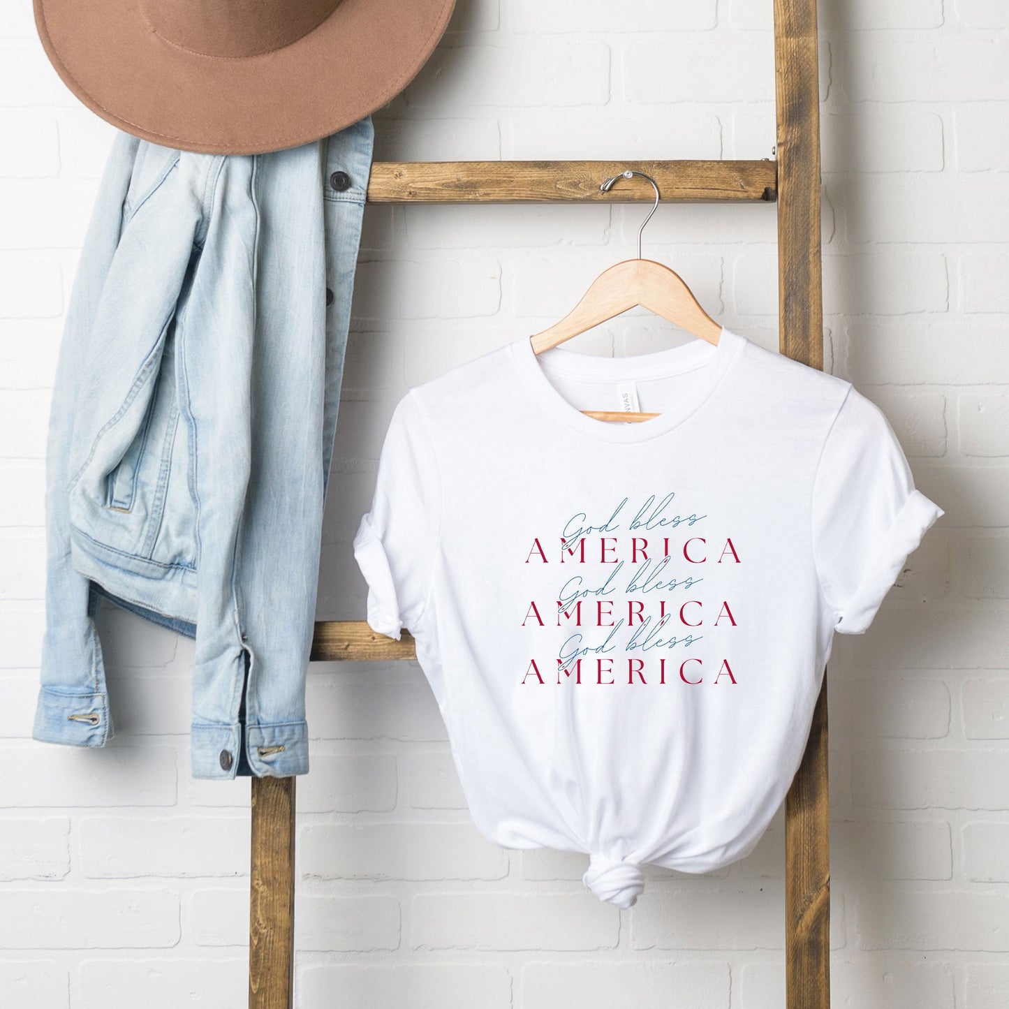 God Bless America Stacked | Short Sleeve Crew Neck