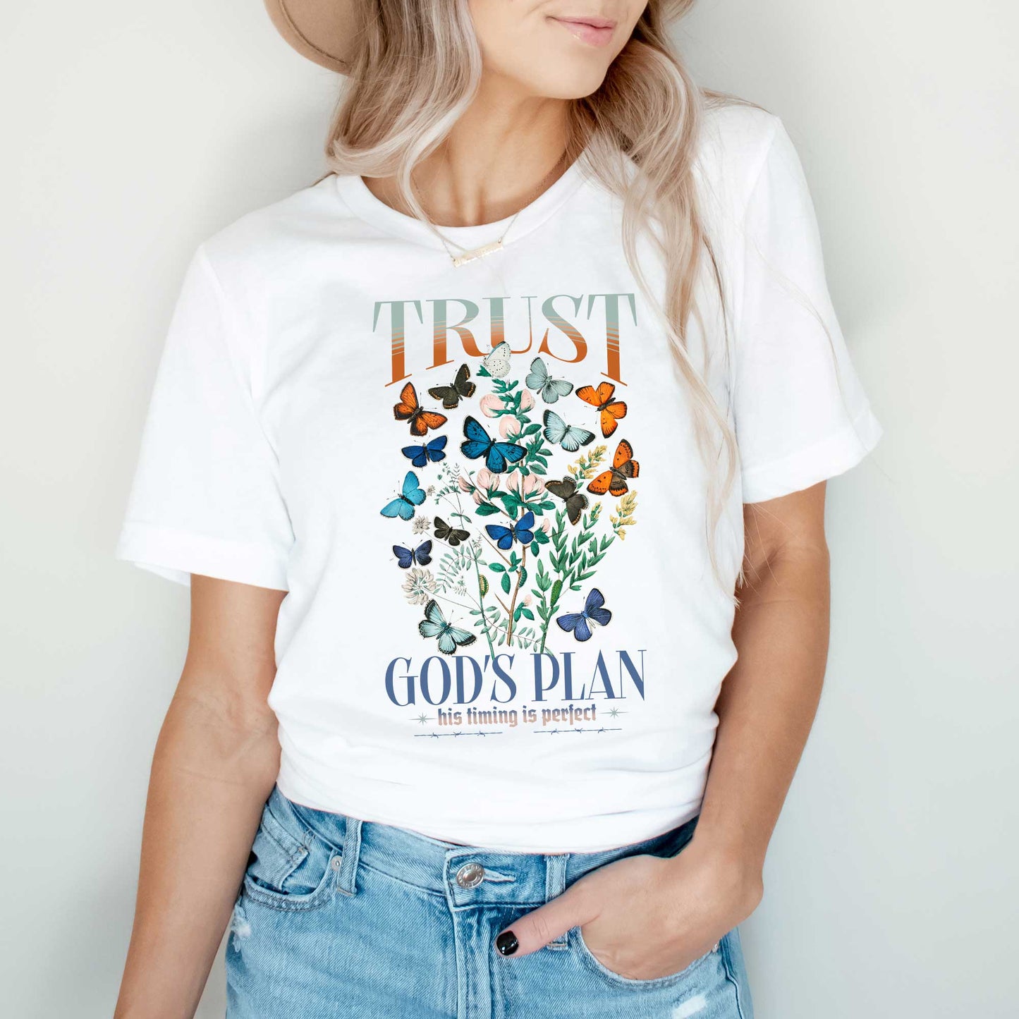 Trust God's Plans Butterflies | Short Sleeve Crew Neck