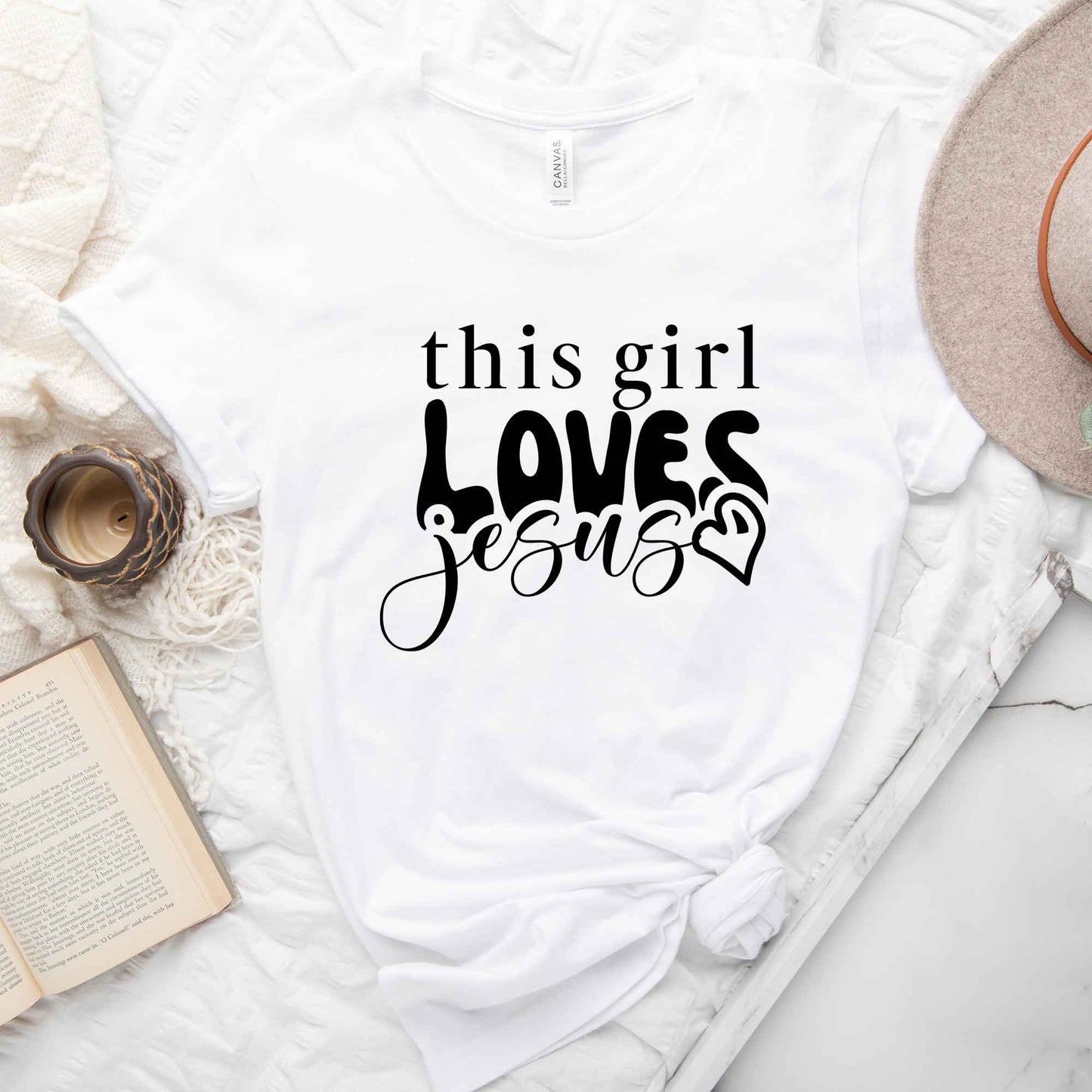 This Girl Loves Jesus Heart | Short Sleeve Crew Neck