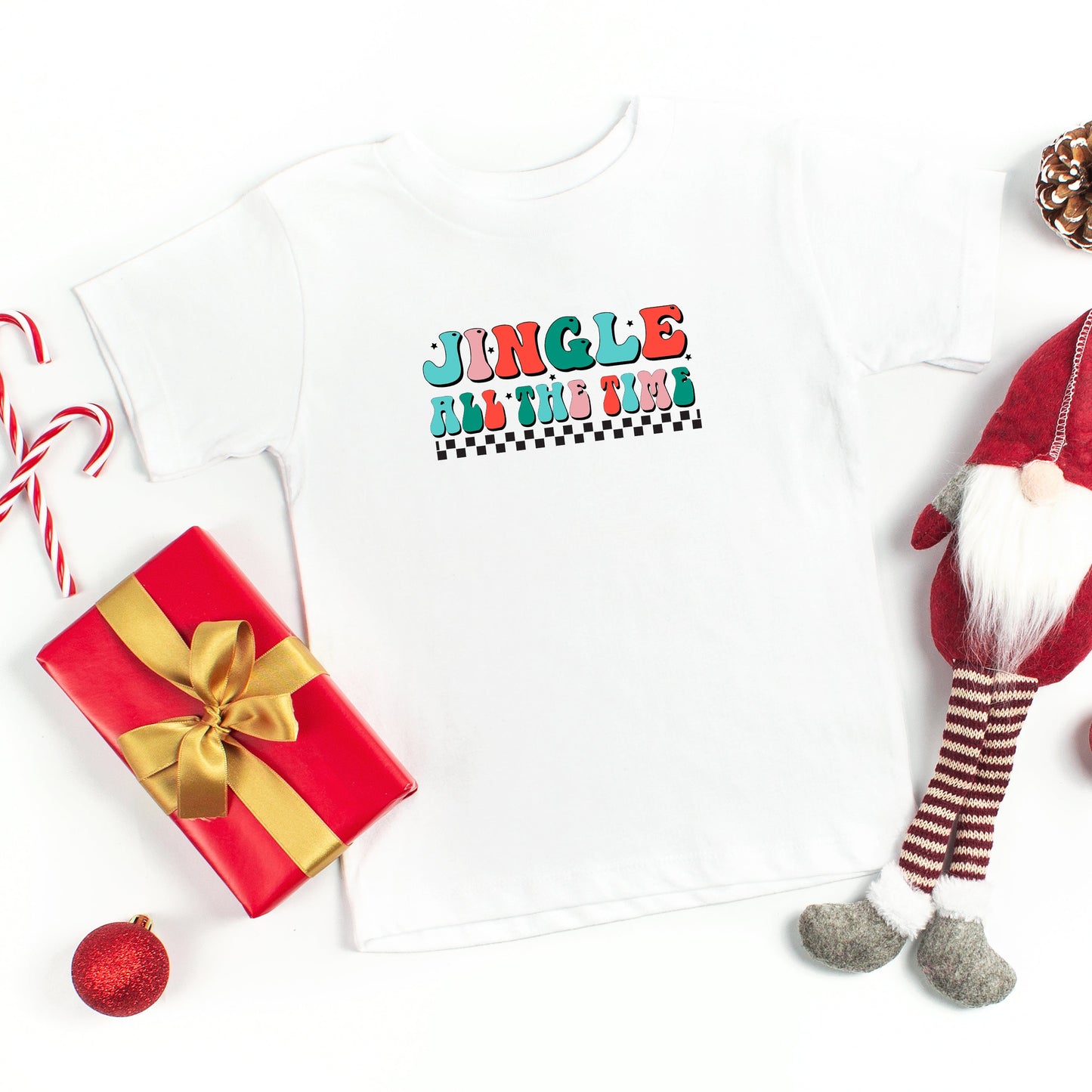 Retro Jingle All The Time | Toddler Short Sleeve Crew Neck