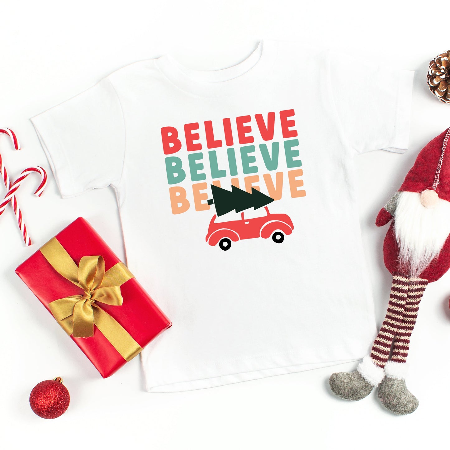 Believe Stacked Car | Toddler Short Sleeve Crew Neck