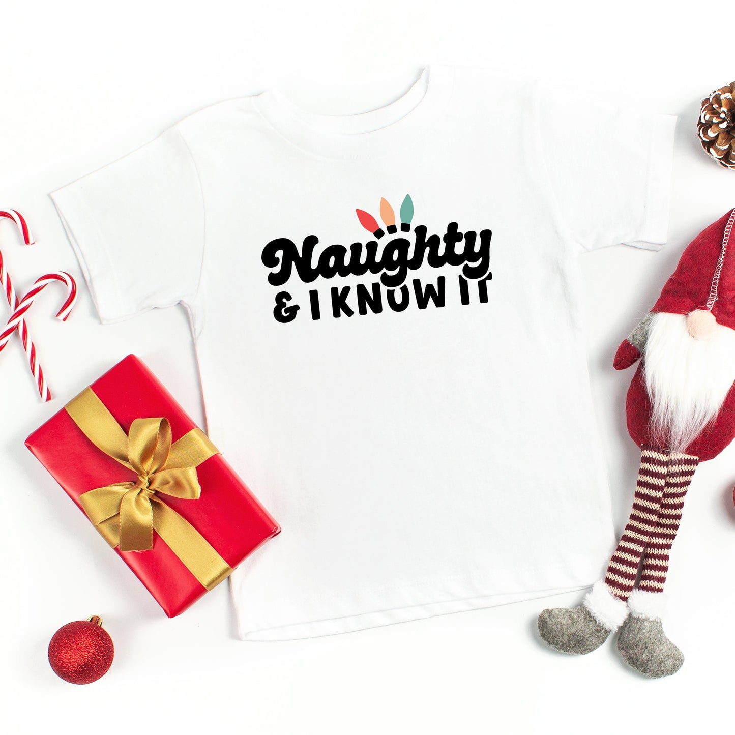 Naughty And I Know It Lights | Toddler Short Sleeve Crew Neck