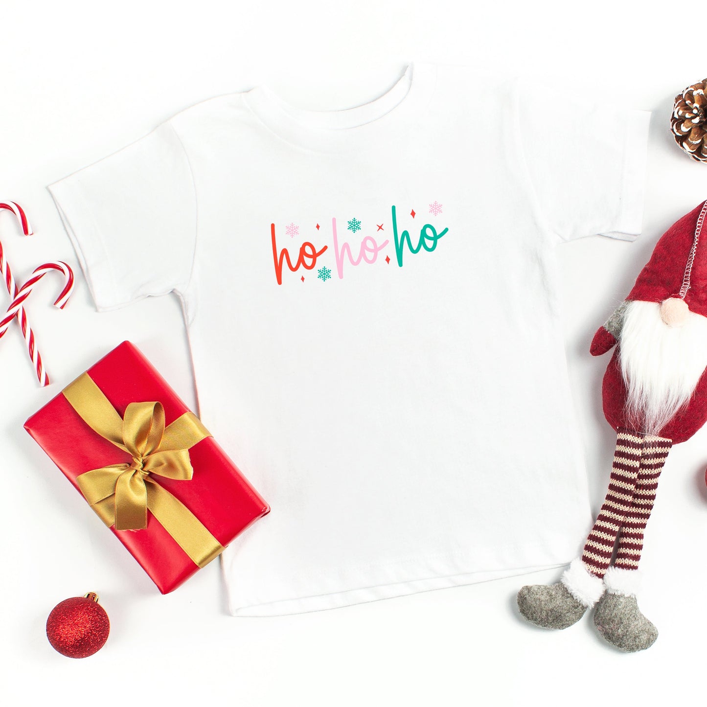Ho Ho Ho Colorful | Toddler Short Sleeve Crew Neck