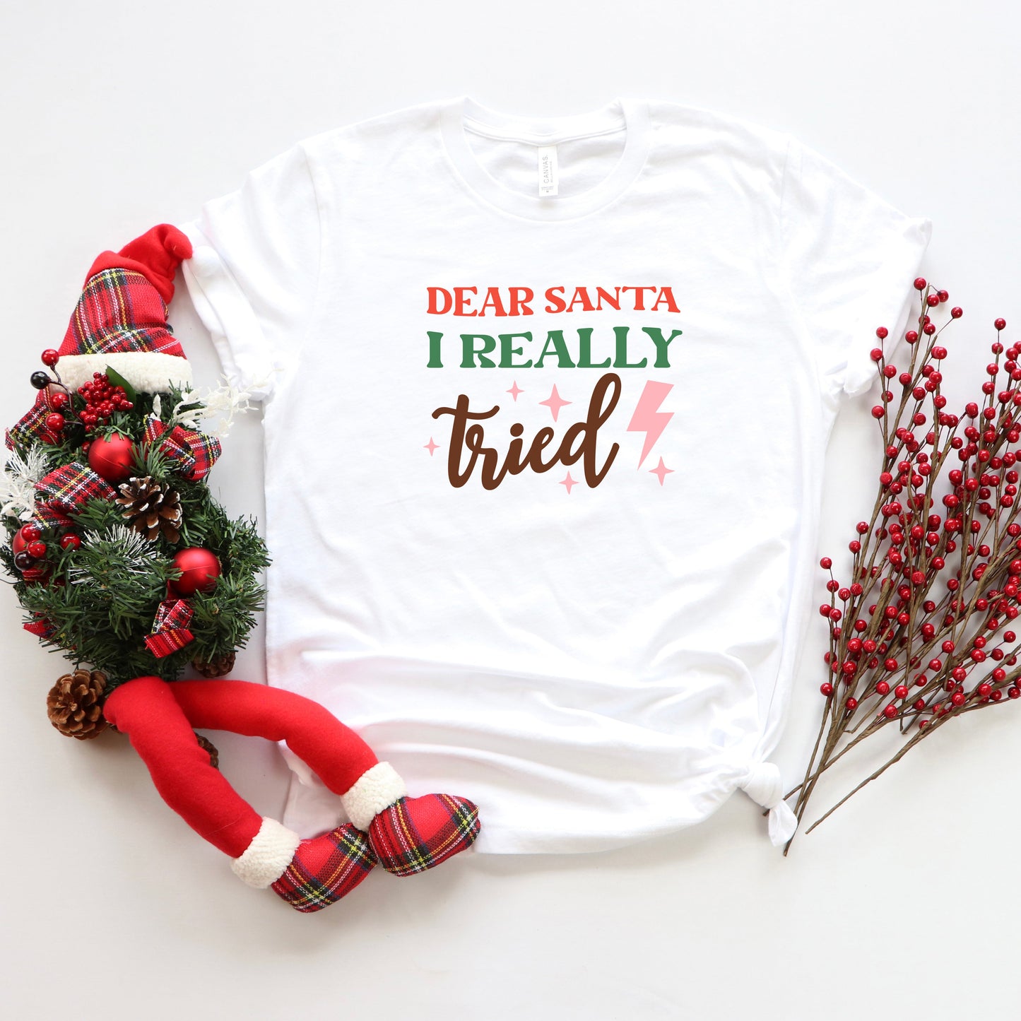 Dear Santa I Really Tried | Youth Short Sleeve Crew Neck