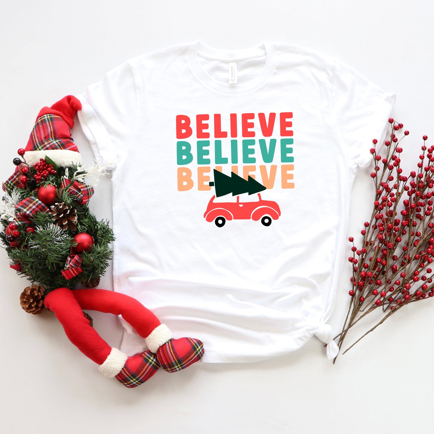 Believe Stacked Car | Youth Short Sleeve Crew Neck