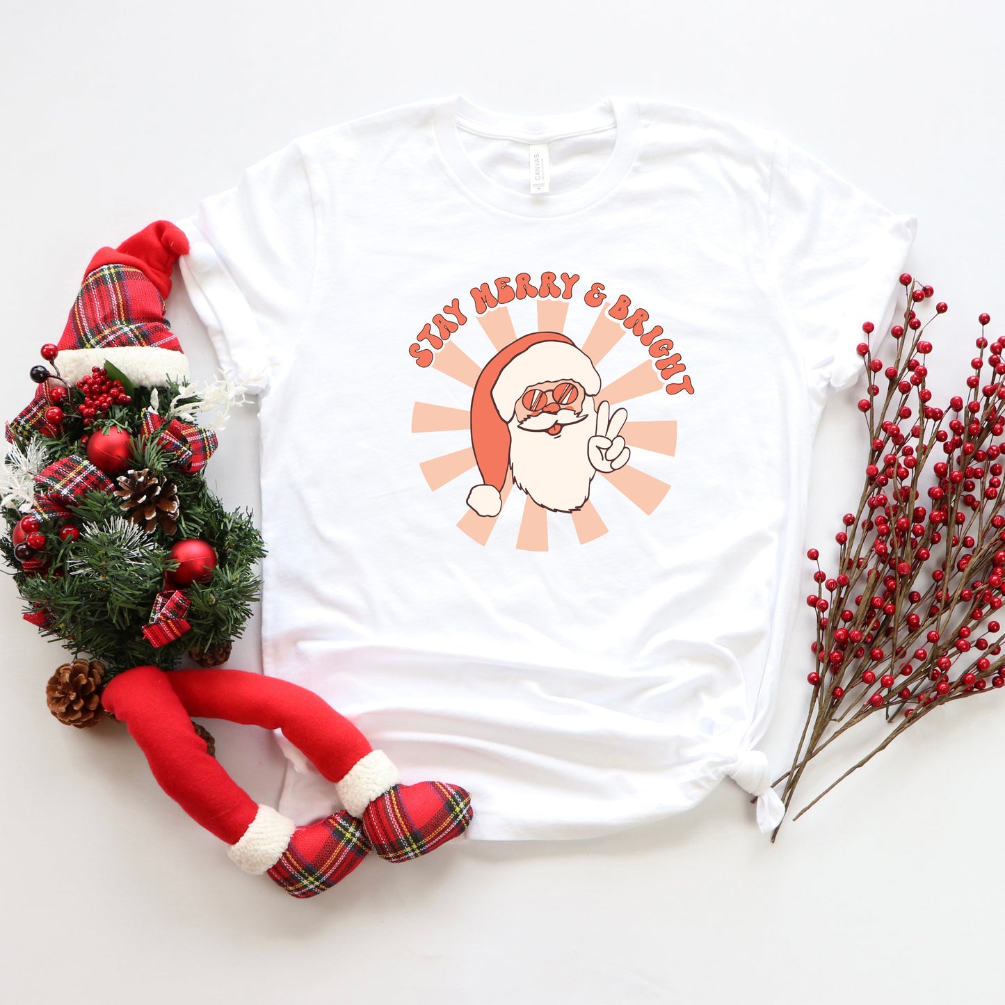 Stay Merry And Bright Santa | Youth Short Sleeve Crew Neck