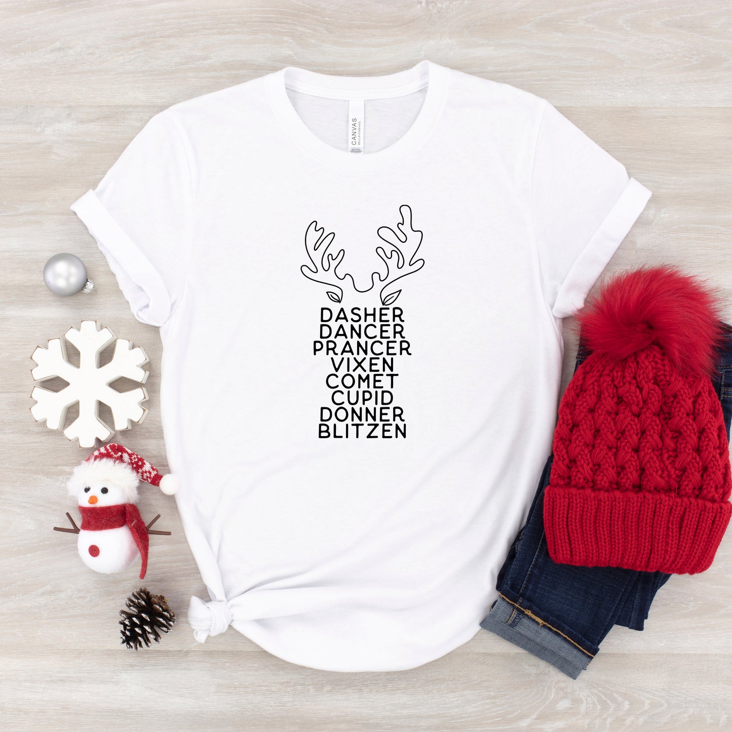 Reindeer Names Antlers | Youth Short Sleeve Crew Neck