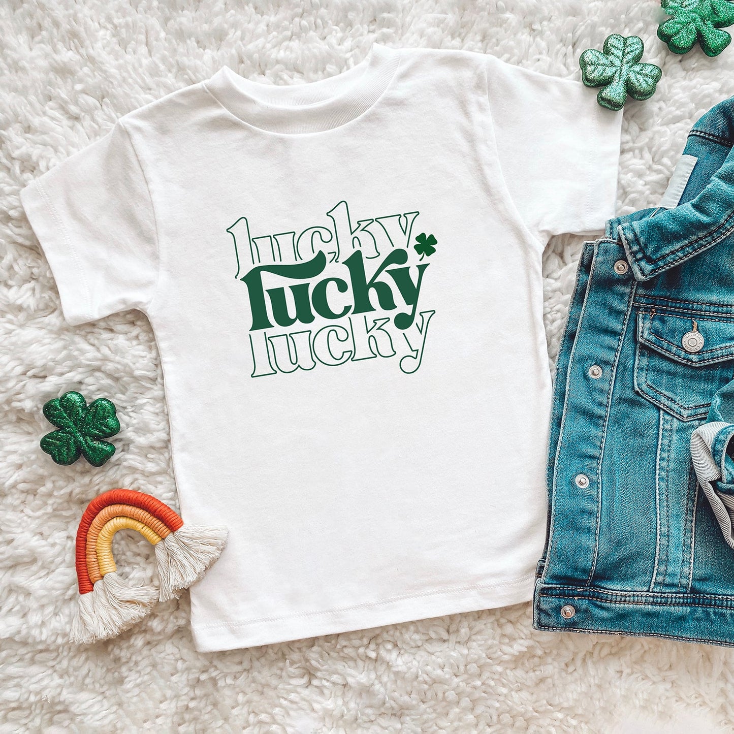 Lucky Clover Stacked | Toddler Short Sleeve Crew Neck
