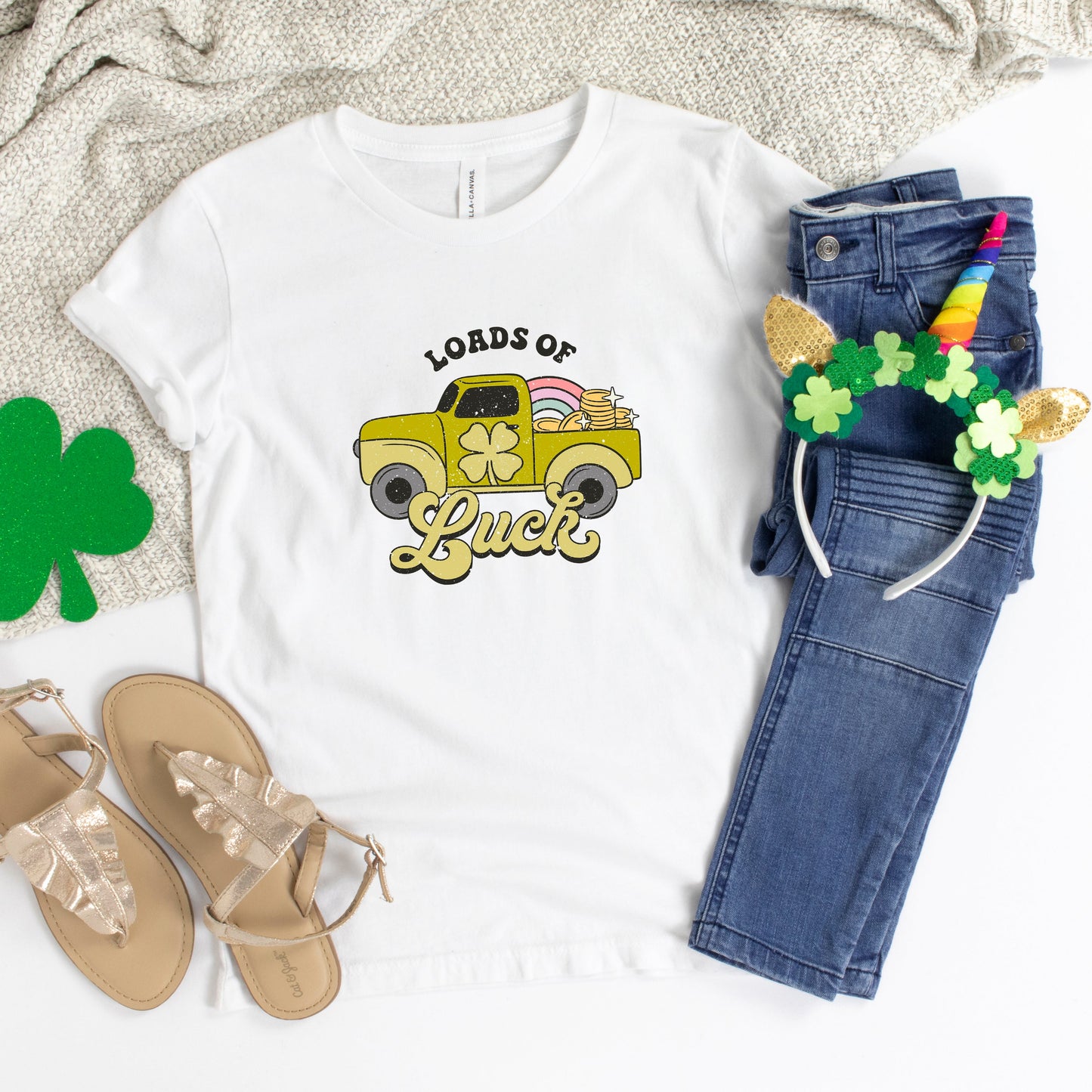 Loads Of Luck Retro Truck | Youth Short Sleeve Crew Neck