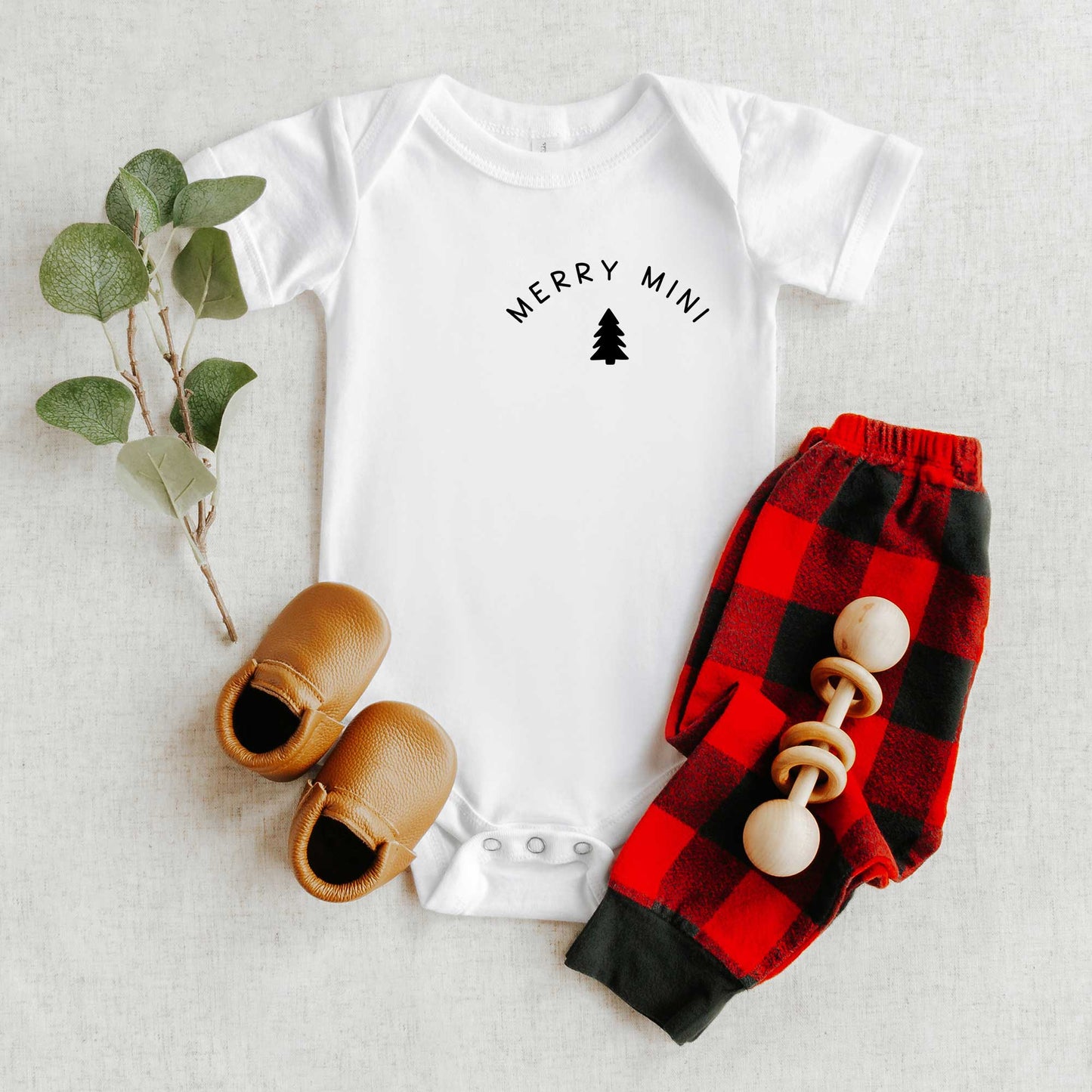Merry Mini Tree Mini | Baby Graphic Short Sleeve Onesie