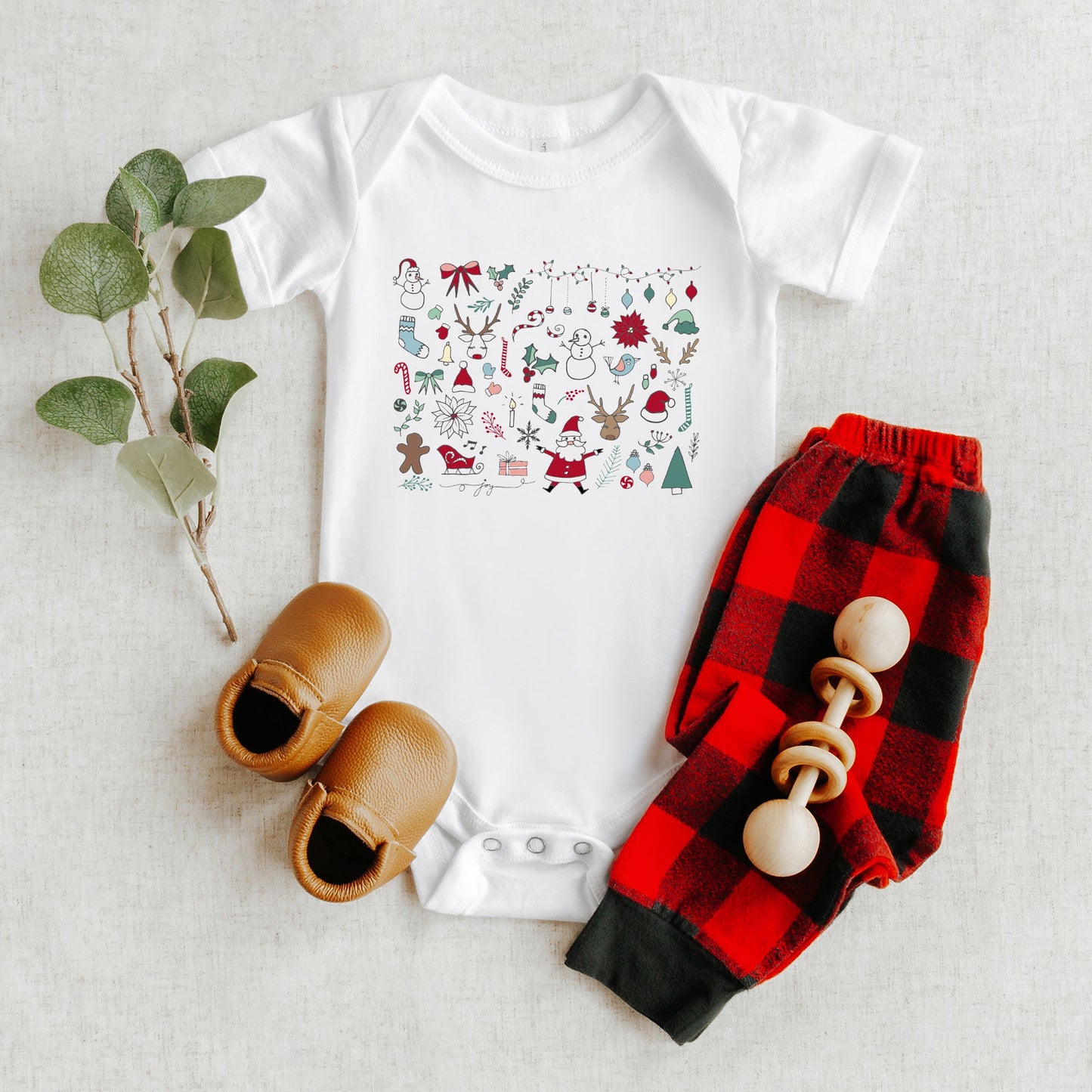 Christmas Doodles | Baby Graphic Short Sleeve Onesie