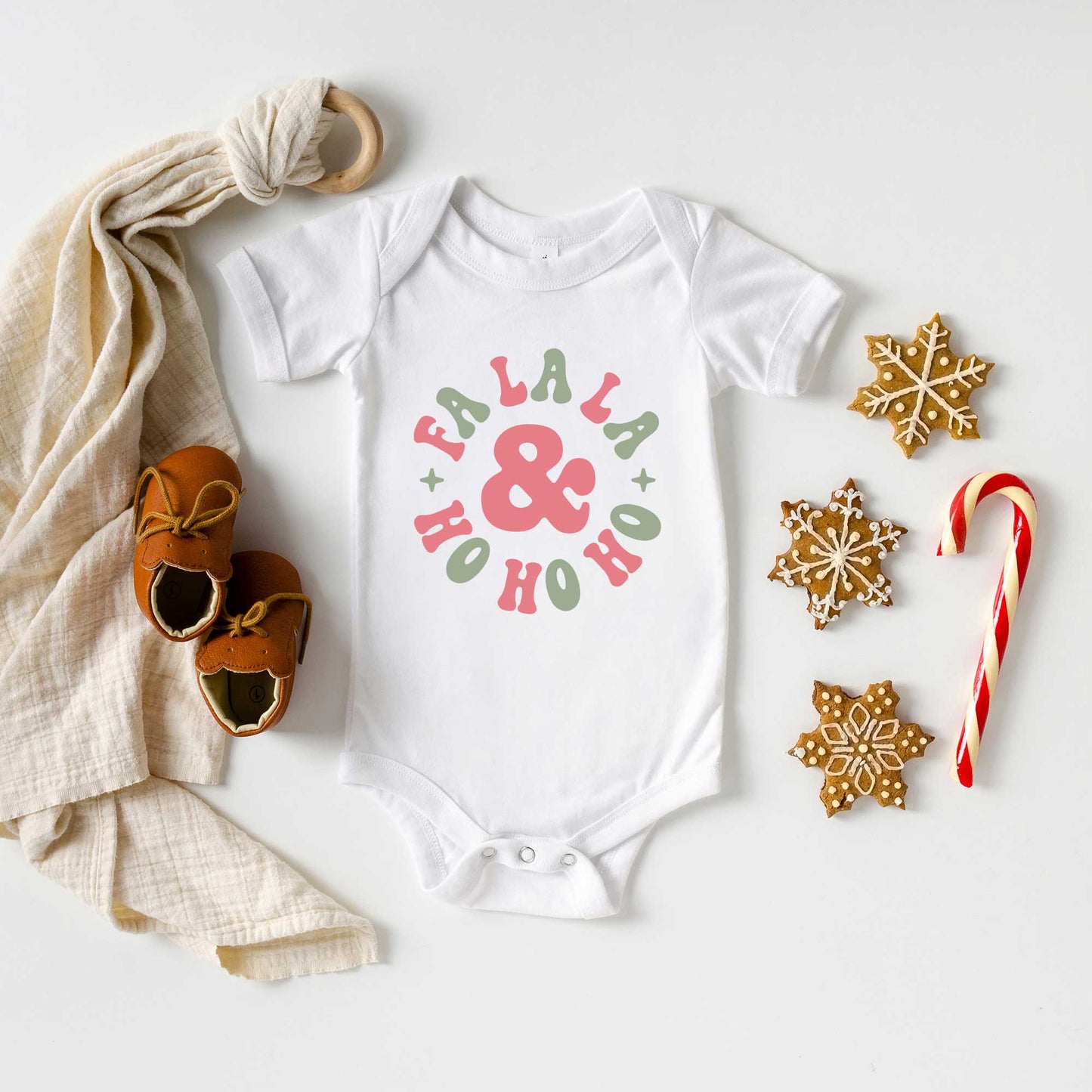 Fa La La And Ho Ho Ho | Baby Graphic Short Sleeve Onesie